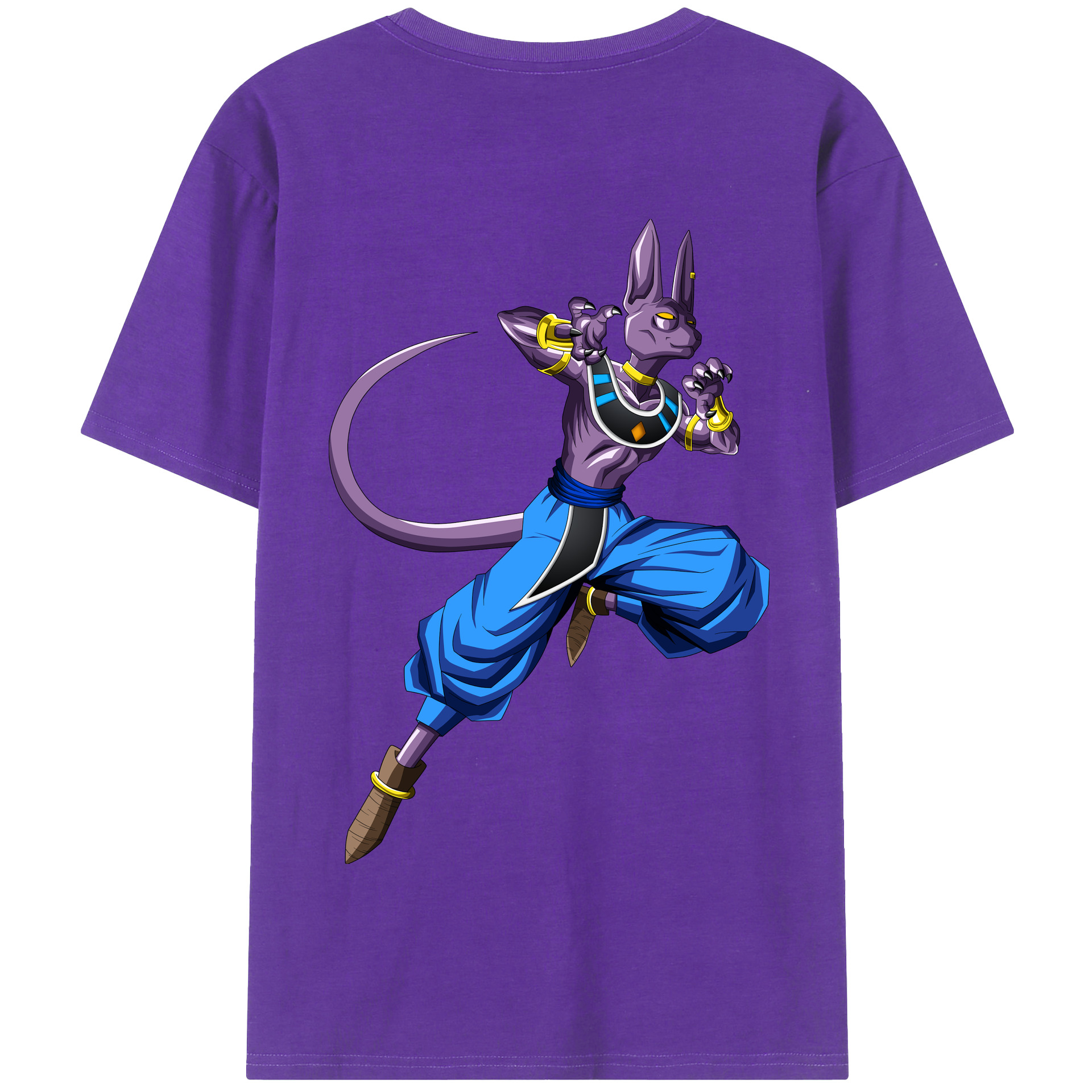 （画像用） ドラゴンボール ビルス 破壊神ビルス DRAGON BALL Beerus Birusu 綿100％半袖Tシャツ（背面プリント）
