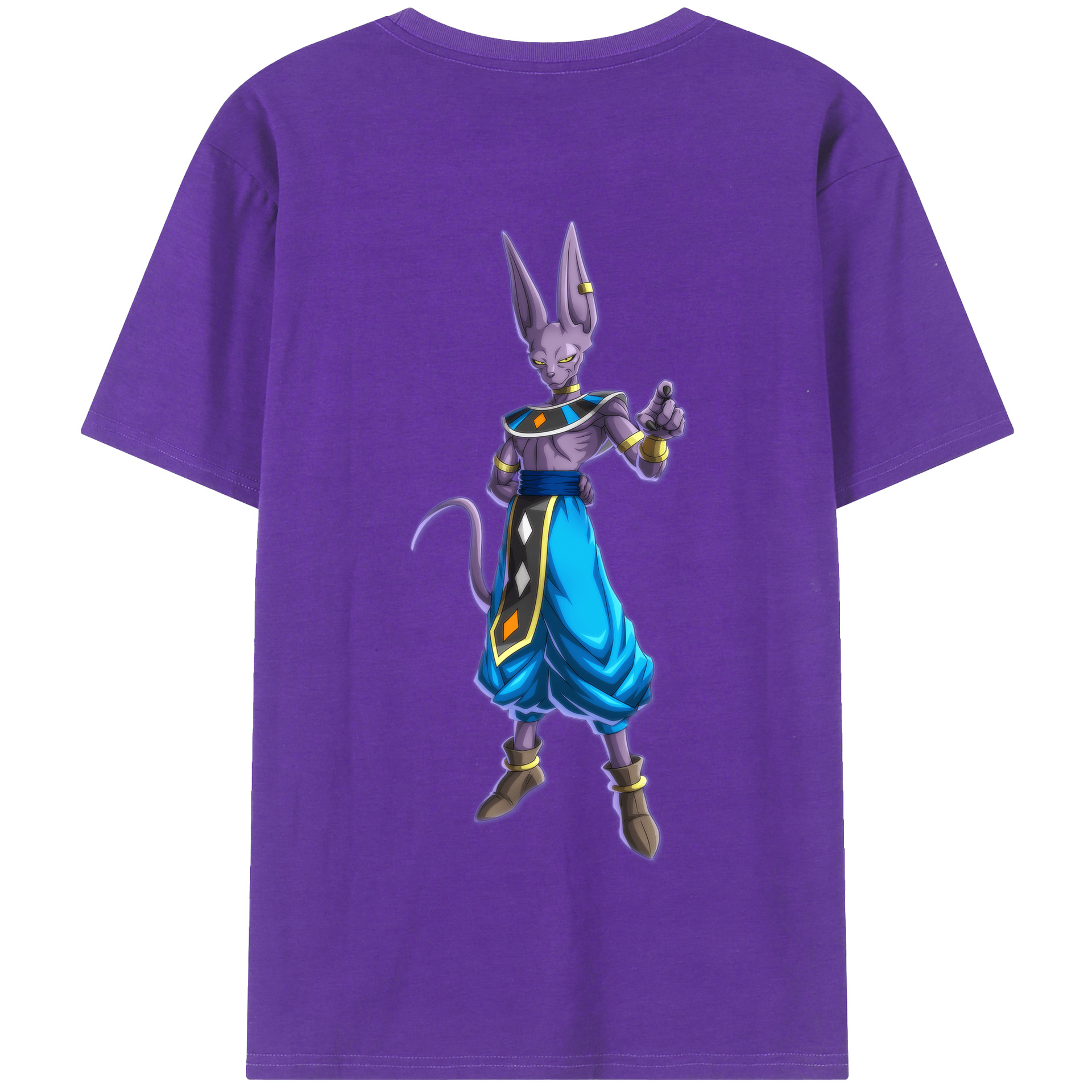 （画像用） ドラゴンボール ビルス 破壊神ビルス DRAGON BALL Beerus Birusu 綿100％半袖Tシャツ（背面プリント）