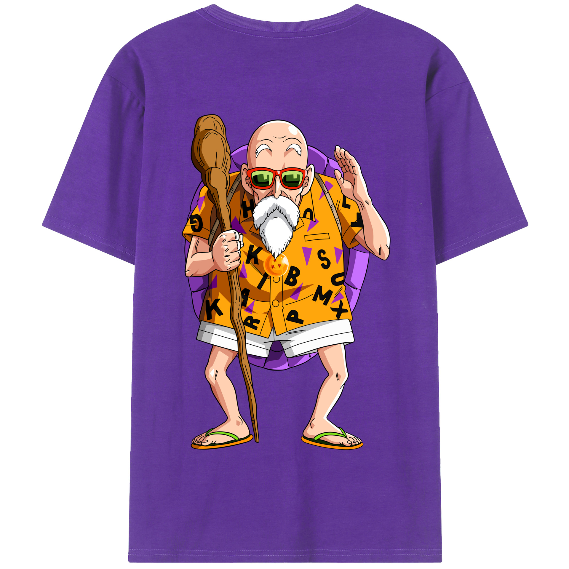 （画像用） ドラゴンボール 亀仙人（かめせんにん） DRAGON BALL Master Roshi Kame Sennin 綿100％半袖Tシャツ（背面プリント）