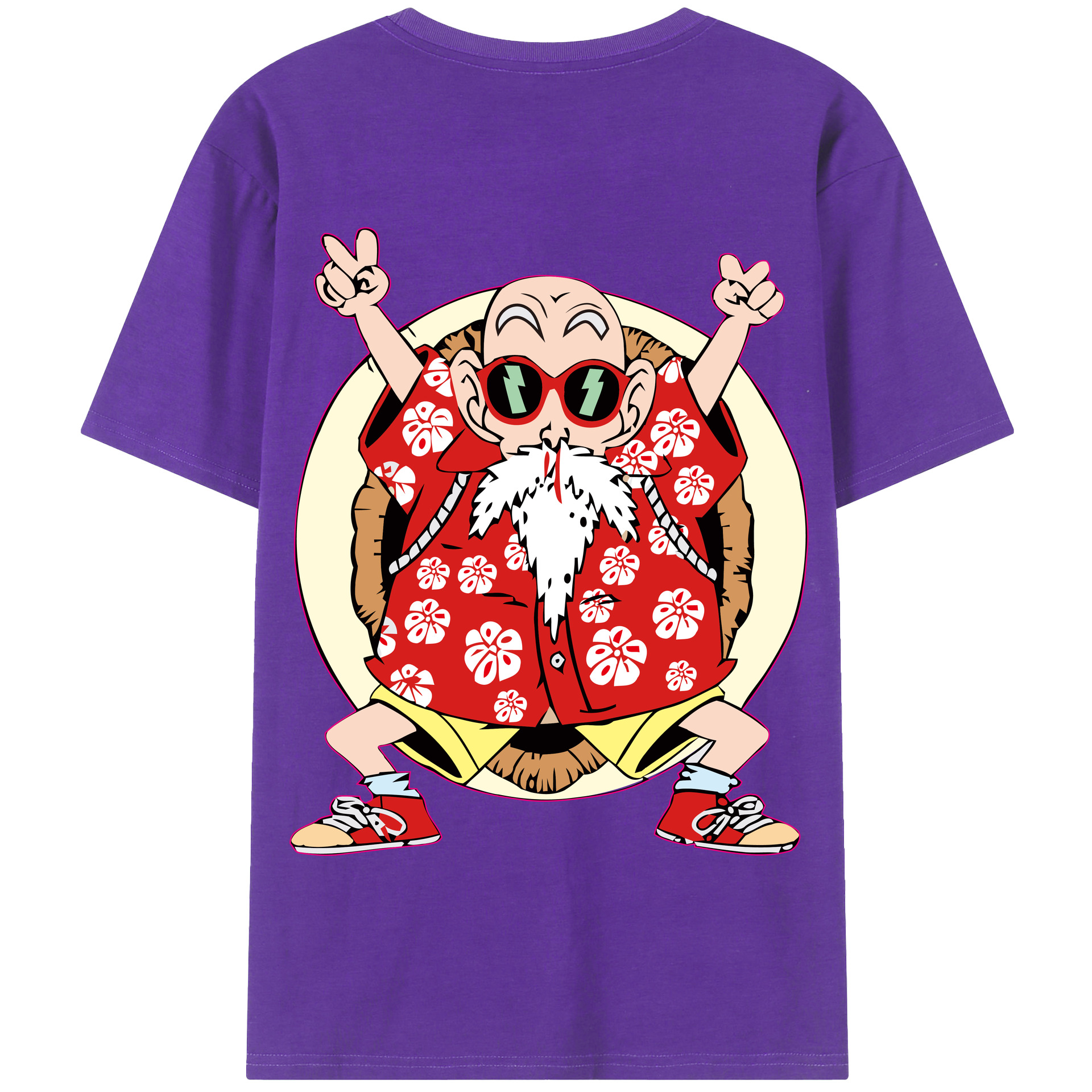 （画像用） ドラゴンボール 亀仙人（かめせんにん） DRAGON BALL Master Roshi Kame Sennin 綿100％半袖Tシャツ（背面プリント）
