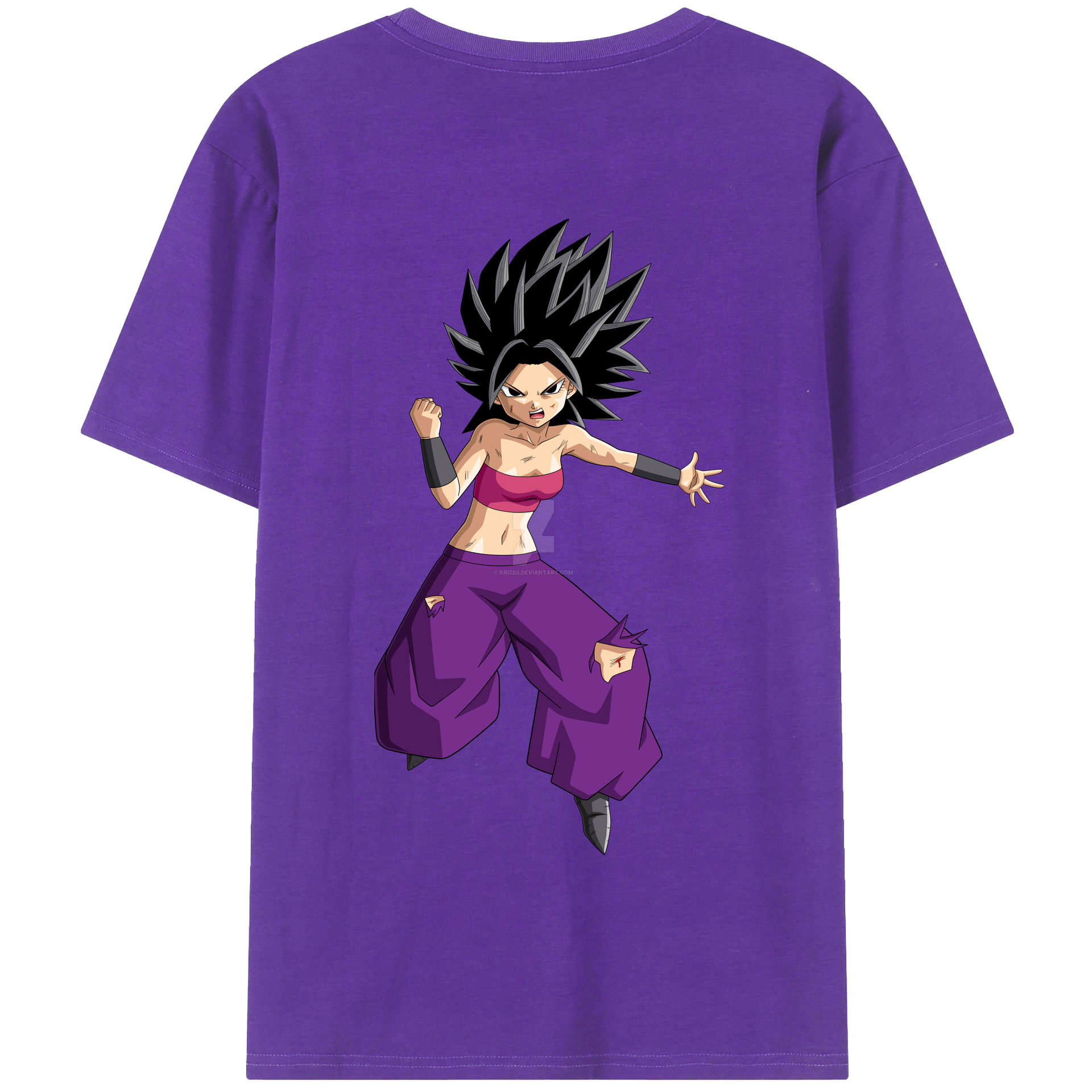 （画像用） ドラゴンボール カリフラ DRAGON BALL Caulifla 綿100％半袖Tシャツ（背面プリント）