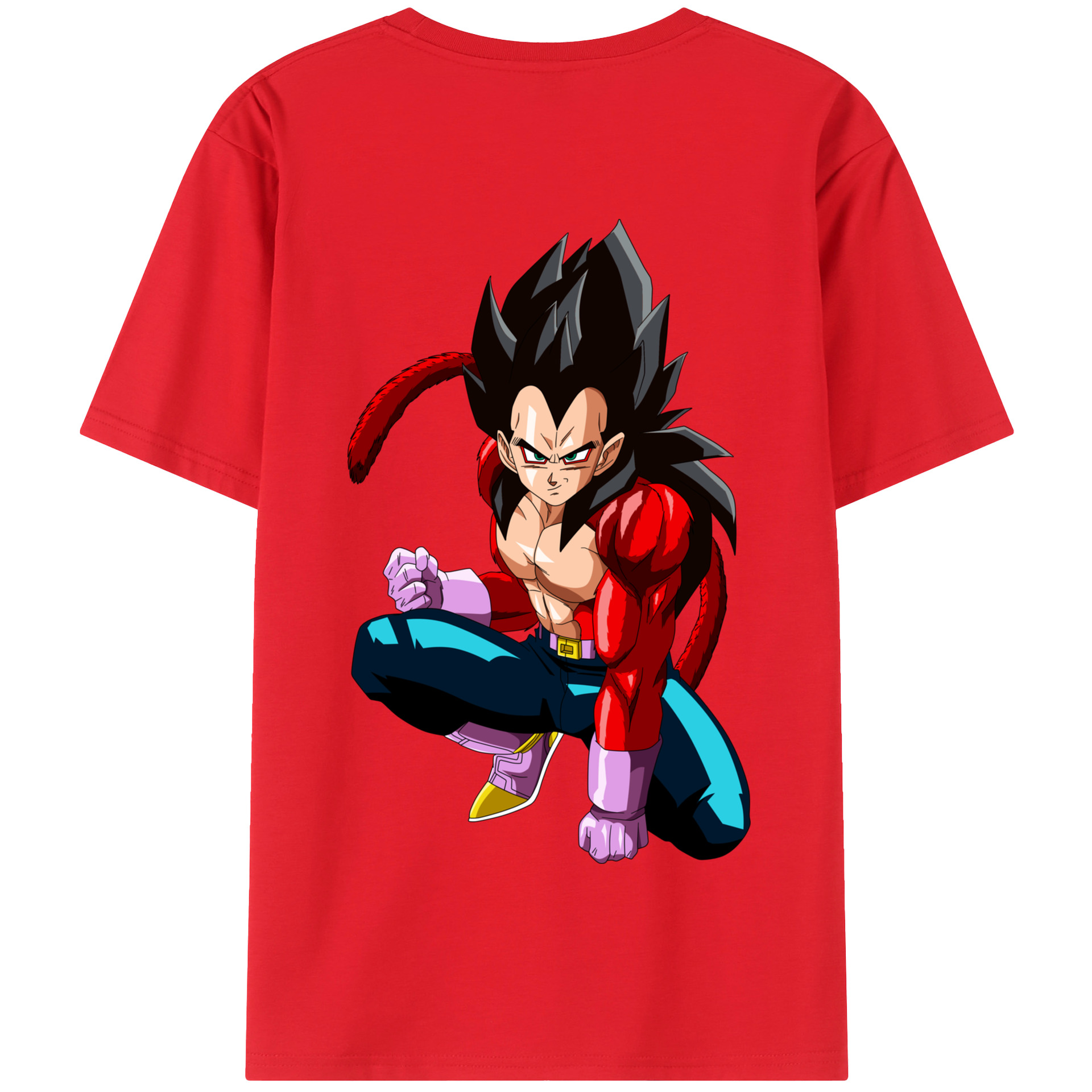 （画像用） ドラゴンボール ベジータ四世（Bejīta Yonsei）DRAGON BALL Vegeta IV 綿100％半袖Tシャツ（背面プリント）