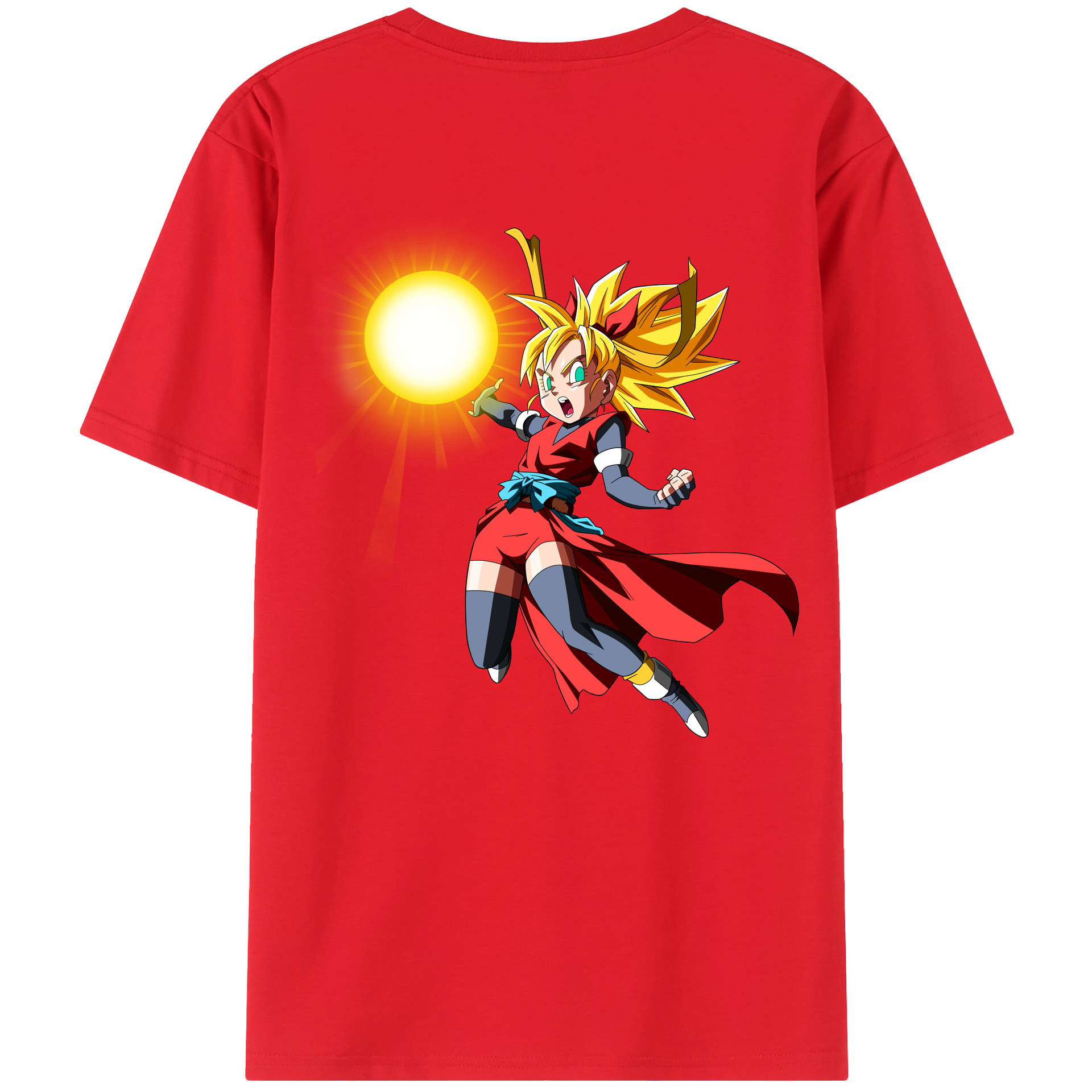 （画像用） ドラゴンボール カリフラ DRAGON BALL Caulifla 綿100％半袖Tシャツ（背面プリント）