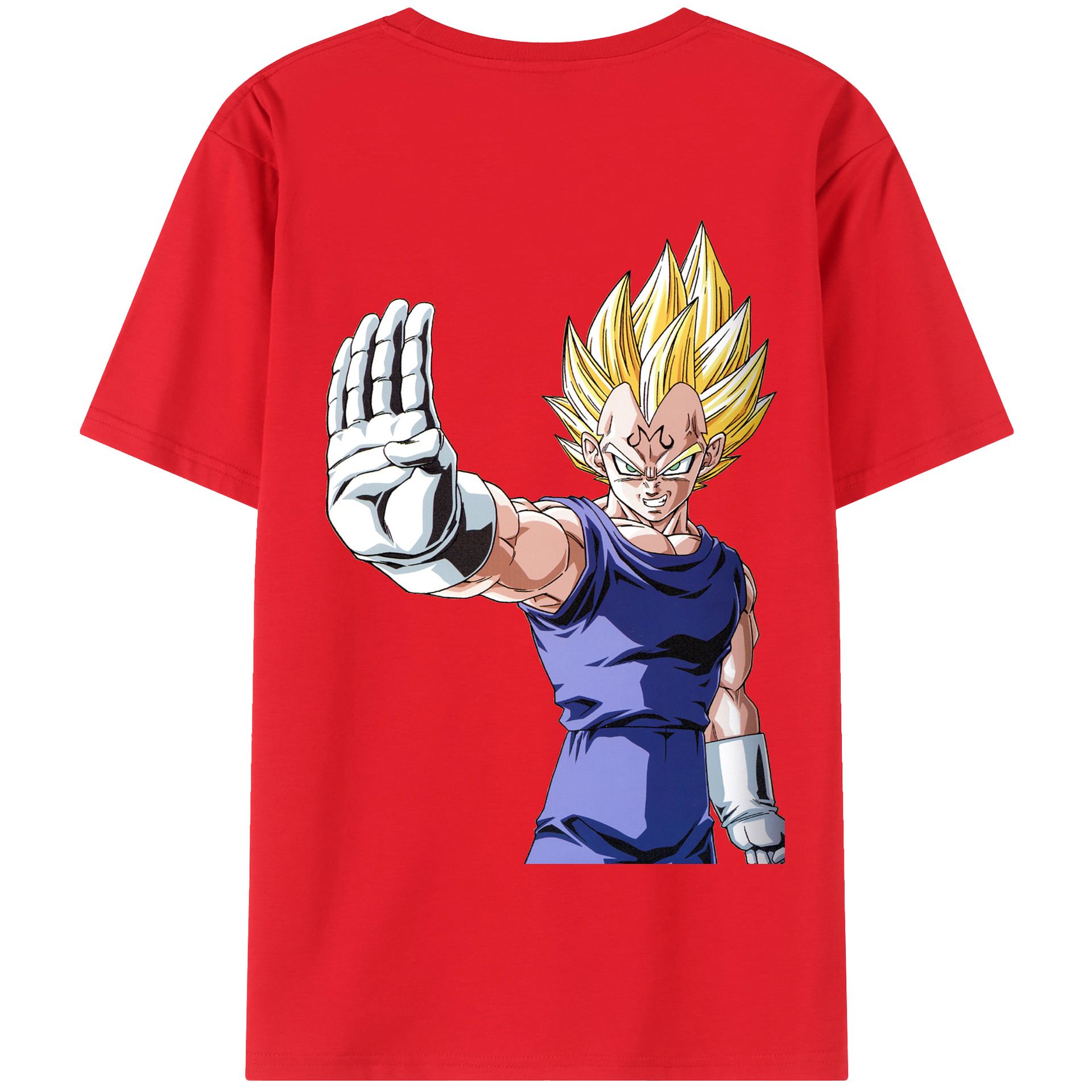 （画像用） ドラゴンボール ベジータ四世（Bejīta Yonsei）DRAGON BALL Vegeta IV 綿100％半袖Tシャツ（背面プリント）