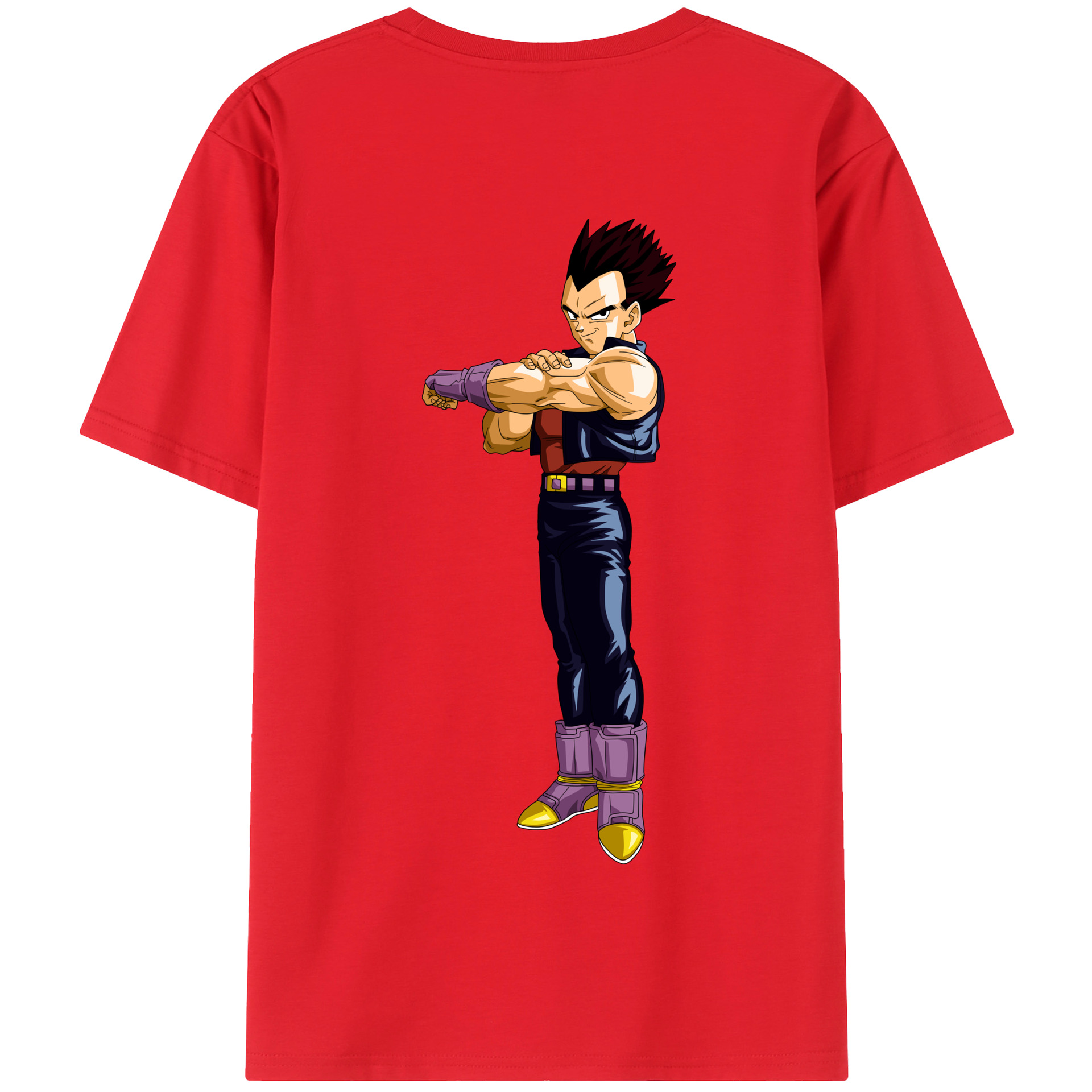 （画像用） ドラゴンボール ベジータ四世（Bejīta Yonsei）DRAGON BALL Vegeta IV 綿100％半袖Tシャツ（背面プリント）