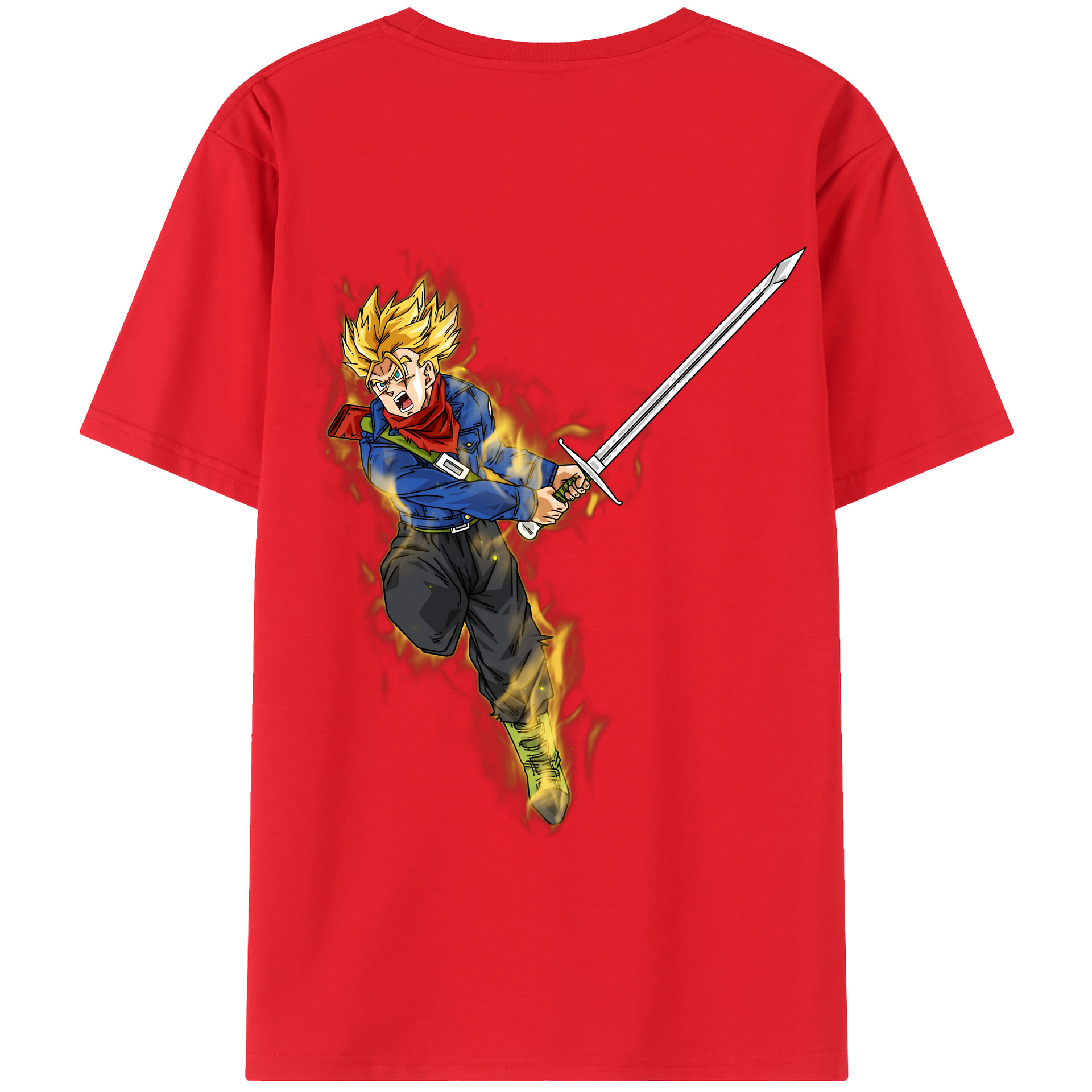 （画像用） ドラゴンボール トランクス（Torankusu）DRAGON BALL Trunks 綿100％半袖Tシャツ（背面プリント）