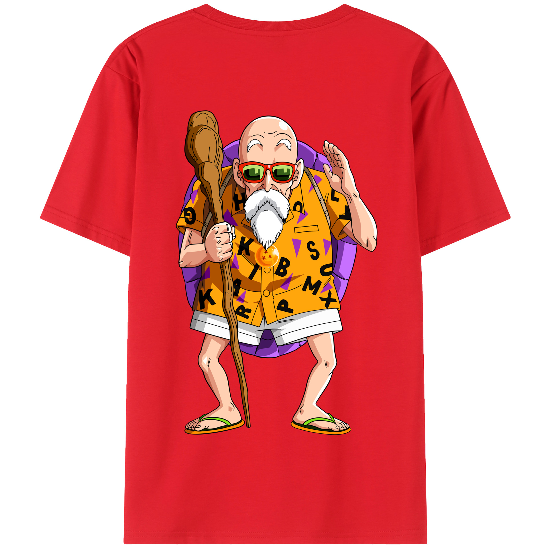 （画像用） ドラゴンボール 亀仙人（かめせんにん） DRAGON BALL Master Roshi Kame Sennin 綿100％半袖Tシャツ（背面プリント）