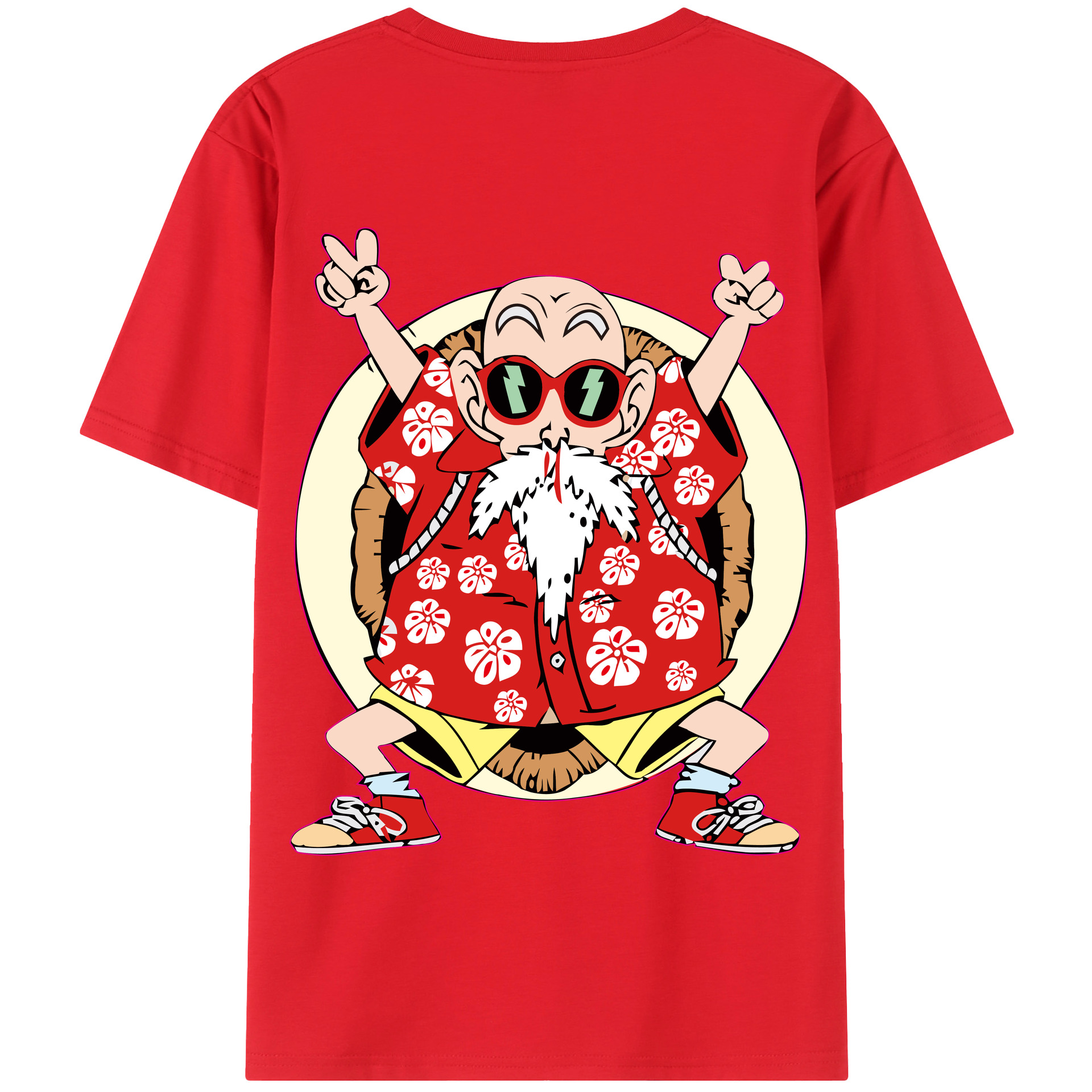 （画像用） ドラゴンボール 亀仙人（かめせんにん） DRAGON BALL Master Roshi Kame Sennin 綿100％半袖Tシャツ（背面プリント）