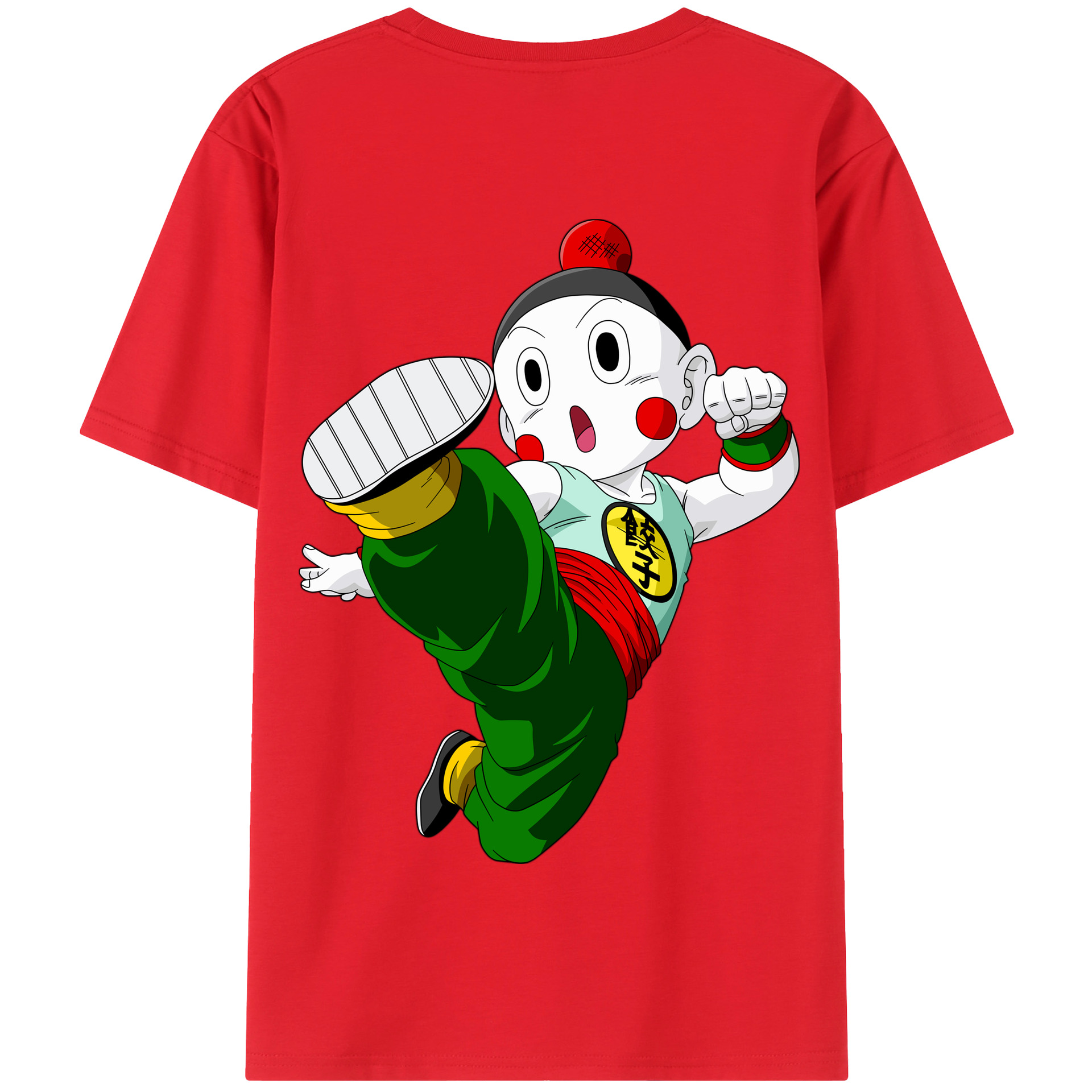 （画像用） ドラゴンボール 餃子（チャオズ）DRAGON BALL Chaoz 綿100％半袖Tシャツ（背面プリント）