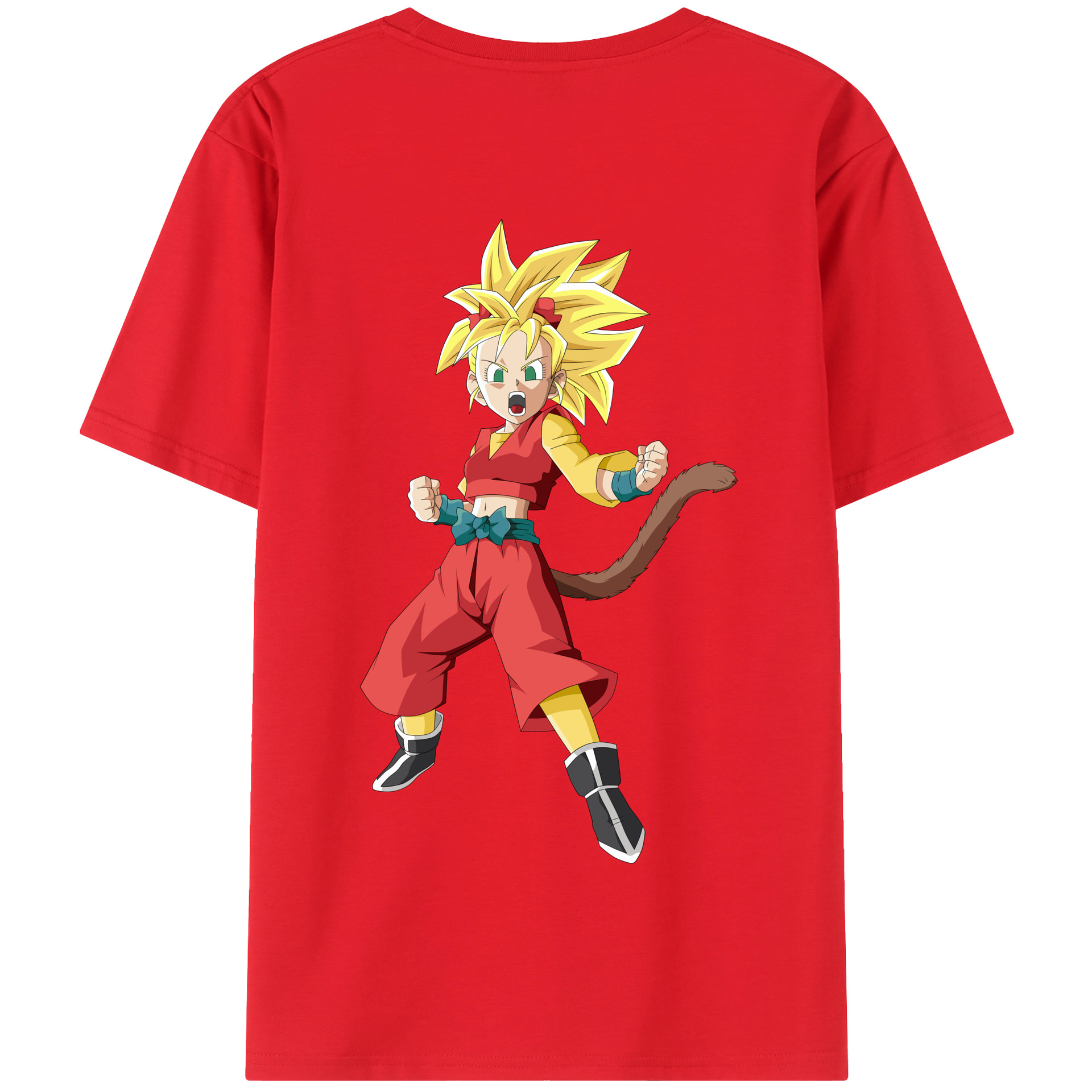 （画像用） ドラゴンボール カリフラ DRAGON BALL Caulifla 綿100％半袖Tシャツ（背面プリント）