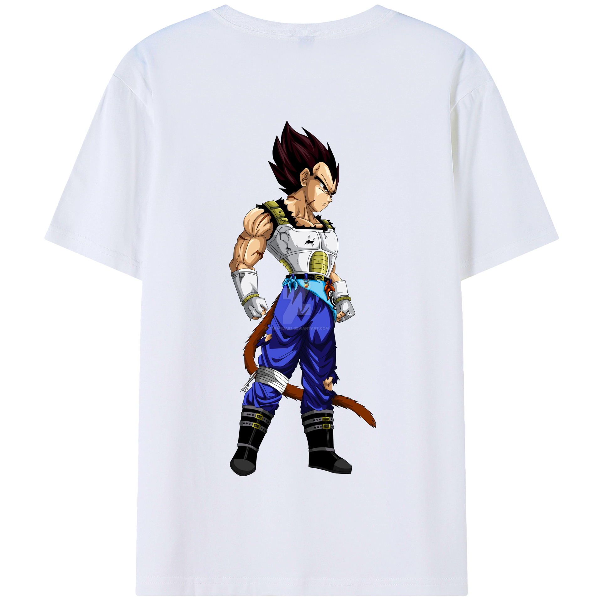 （画像用） ドラゴンボール ベジータ四世（Bejīta Yonsei）DRAGON BALL Vegeta IV 綿100％半袖Tシャツ（背面プリント）