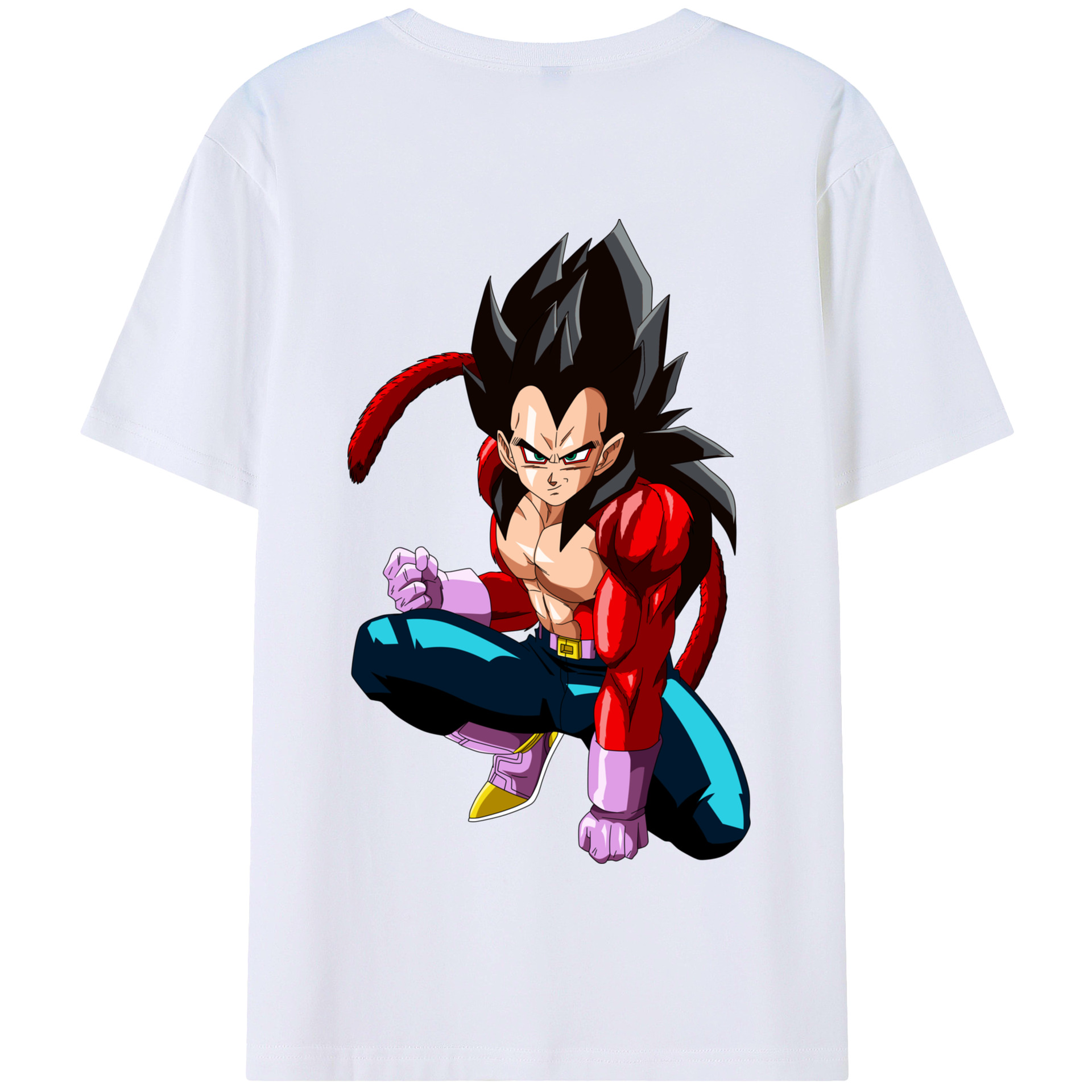 （画像用） ドラゴンボール ベジータ四世（Bejīta Yonsei）DRAGON BALL Vegeta IV 綿100％半袖Tシャツ（背面プリント）