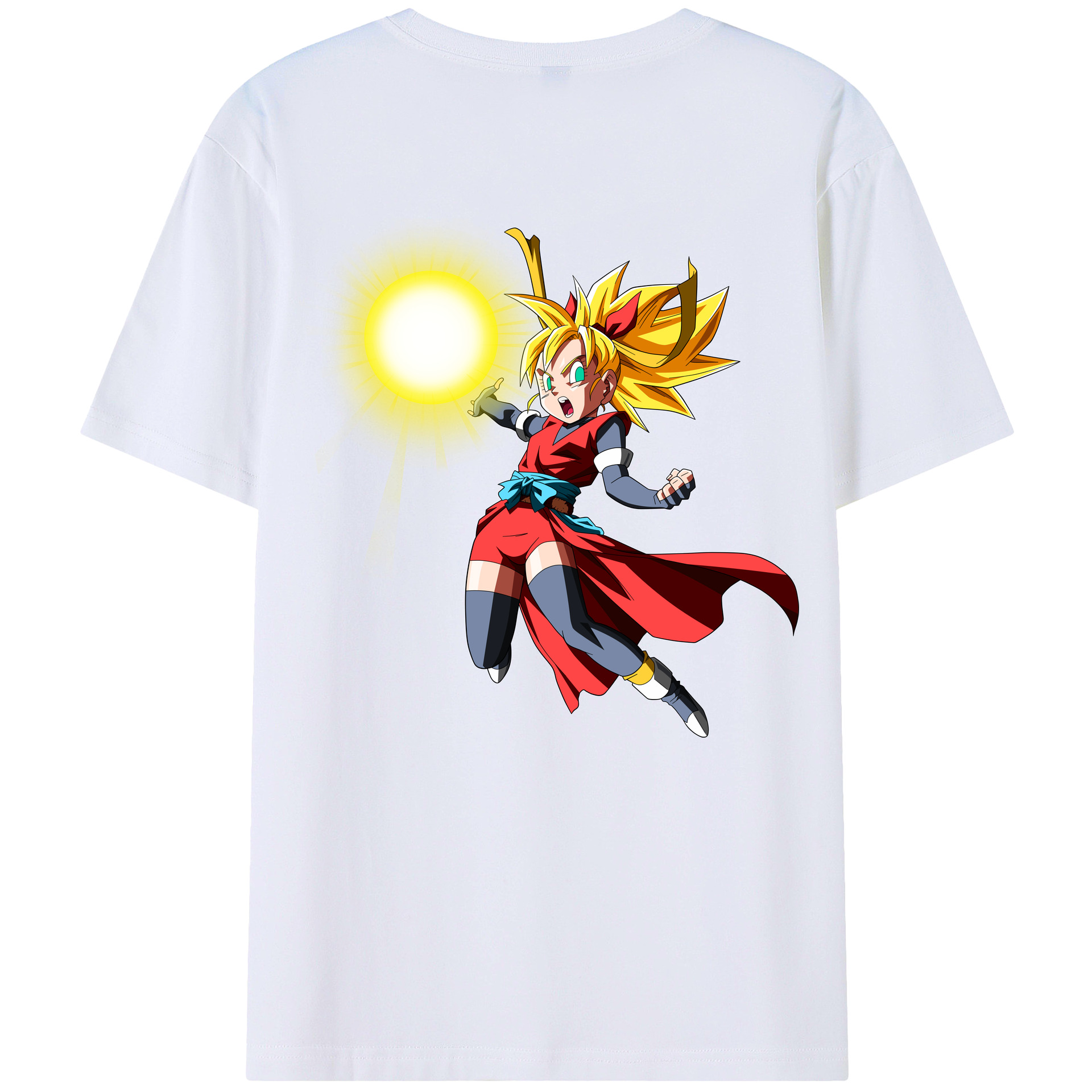 （画像用） ドラゴンボール カリフラ DRAGON BALL Caulifla 綿100％半袖Tシャツ（背面プリント）