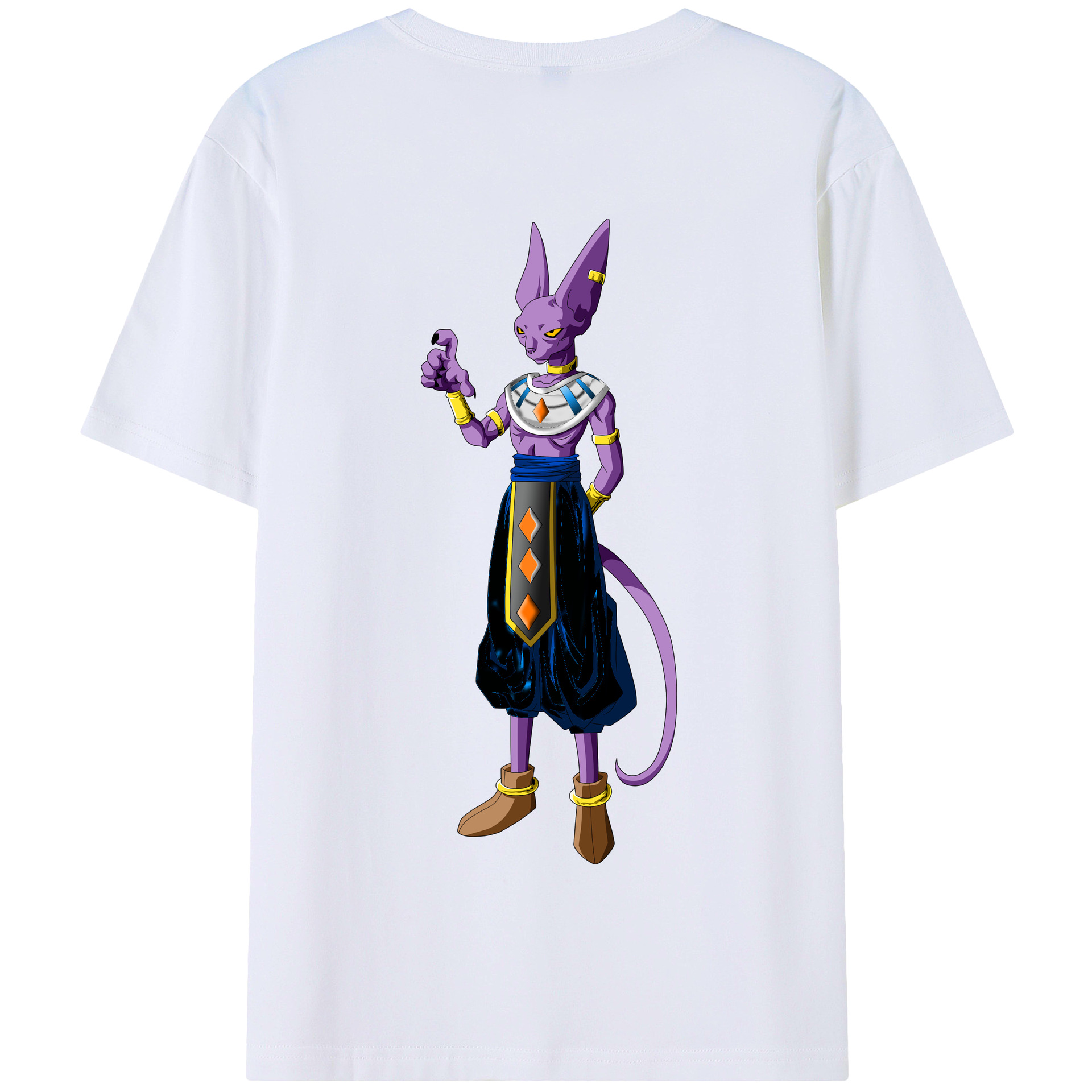 （画像用） ドラゴンボール ビルス 破壊神ビルス DRAGON BALL Beerus Birusu 綿100％半袖Tシャツ（背面プリント）