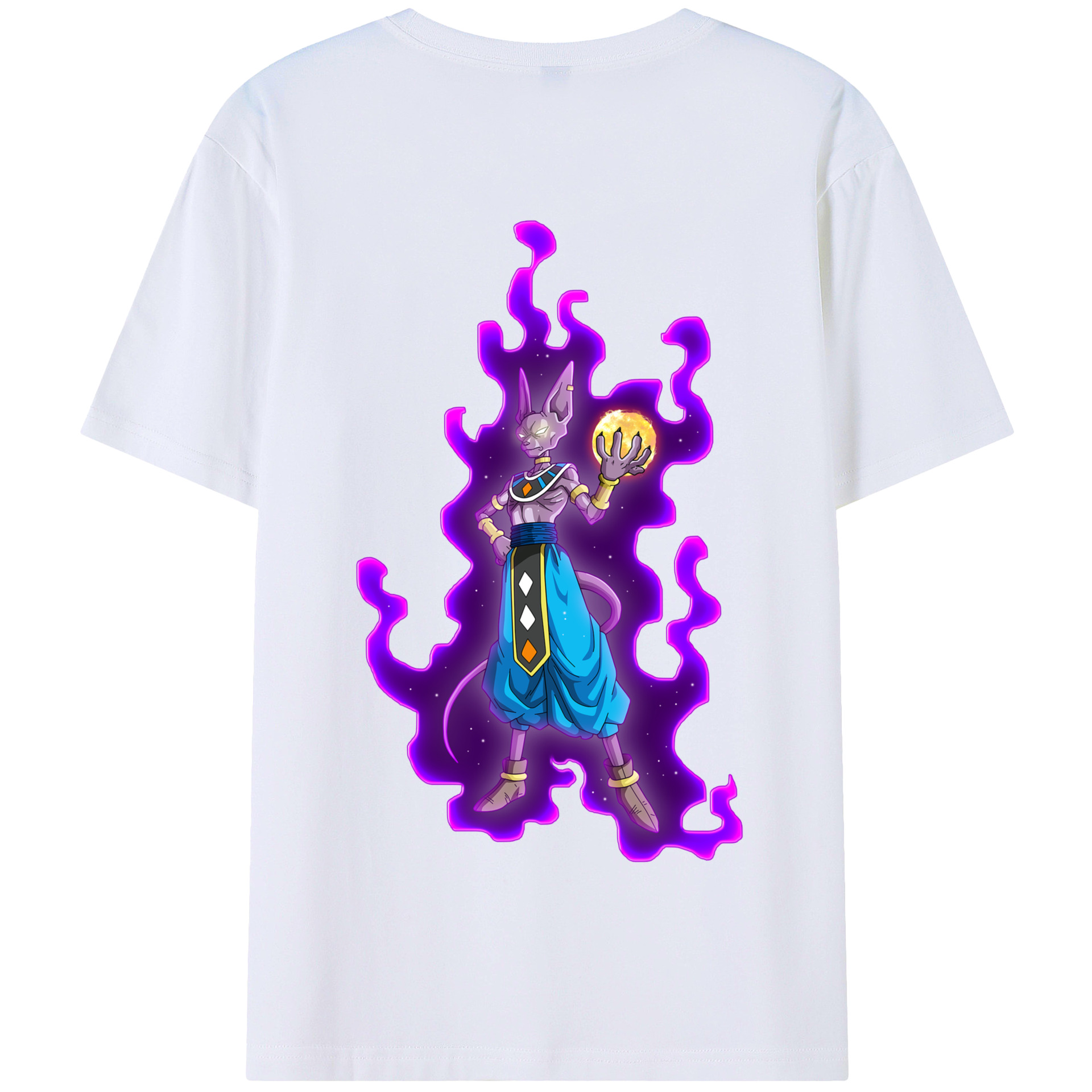 （画像用） ドラゴンボール ビルス 破壊神ビルス DRAGON BALL Beerus Birusu 綿100％半袖Tシャツ（背面プリント）