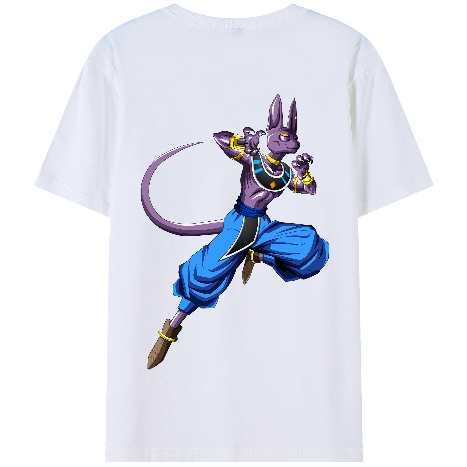 （画像用） ドラゴンボール ビルス 破壊神ビルス DRAGON BALL Beerus Birusu 綿100％半袖Tシャツ（背面プリント）