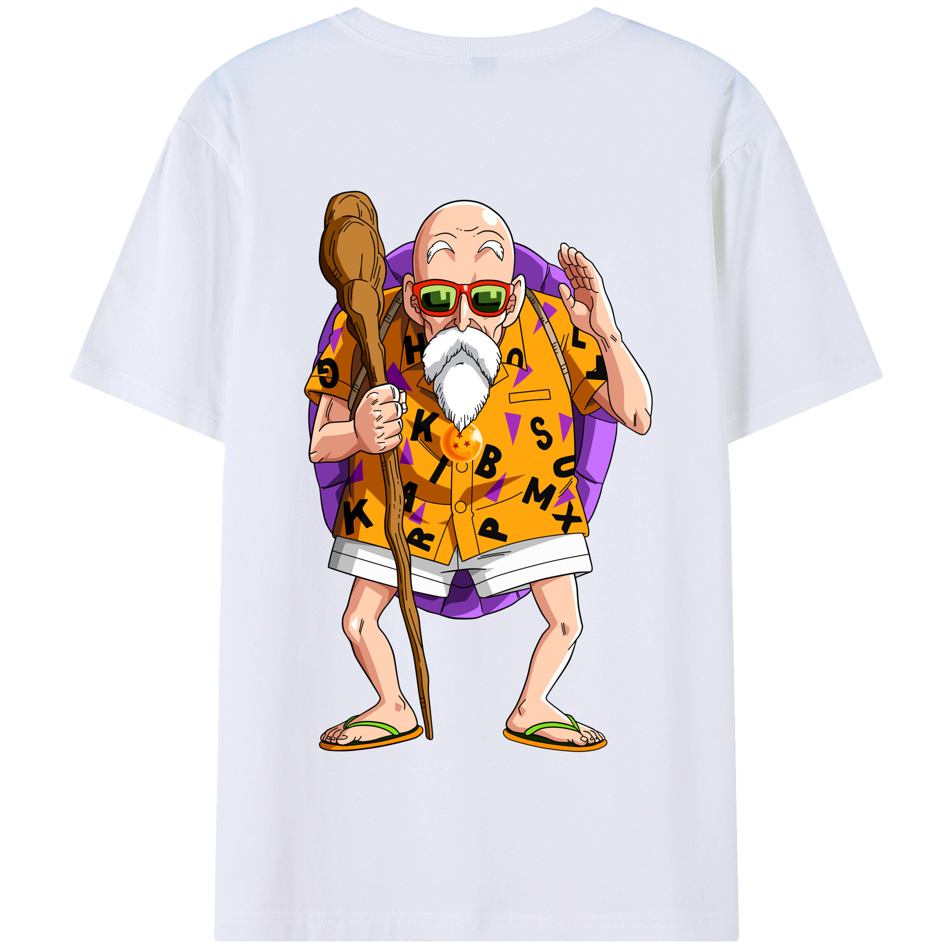 （画像用） ドラゴンボール 亀仙人（かめせんにん） DRAGON BALL Master Roshi Kame Sennin 綿100％半袖Tシャツ（背面プリント）