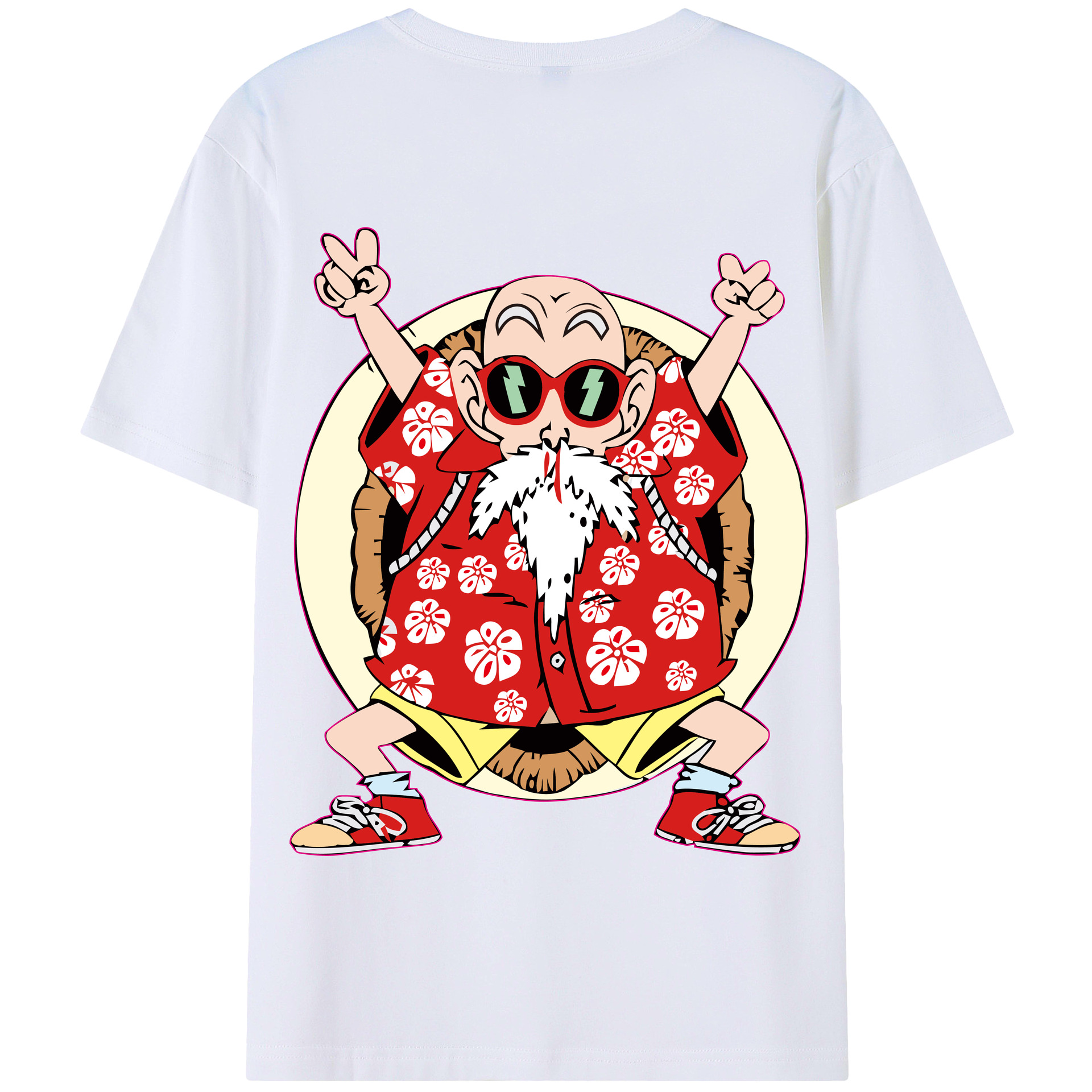 （画像用） ドラゴンボール 亀仙人（かめせんにん） DRAGON BALL Master Roshi Kame Sennin 綿100％半袖Tシャツ（背面プリント）