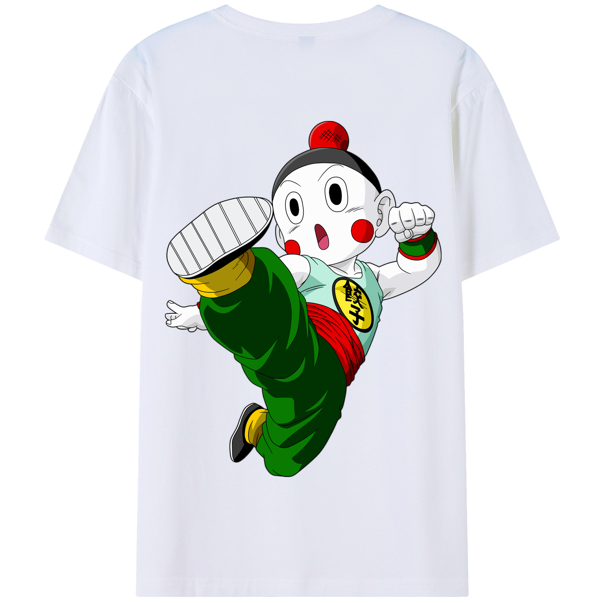 （画像用） ドラゴンボール 餃子（チャオズ）DRAGON BALL Chaoz 綿100％半袖Tシャツ（背面プリント）