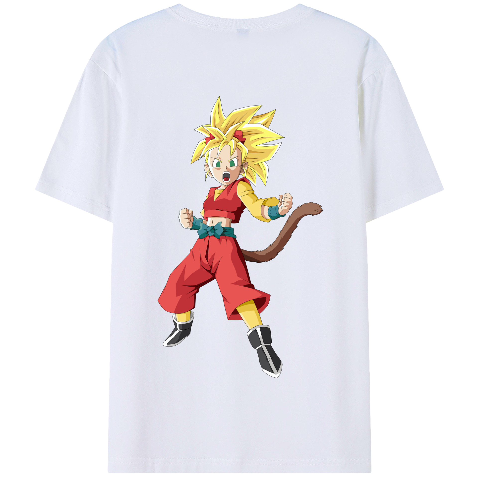 （画像用） ドラゴンボール カリフラ DRAGON BALL Caulifla 綿100％半袖Tシャツ（背面プリント）