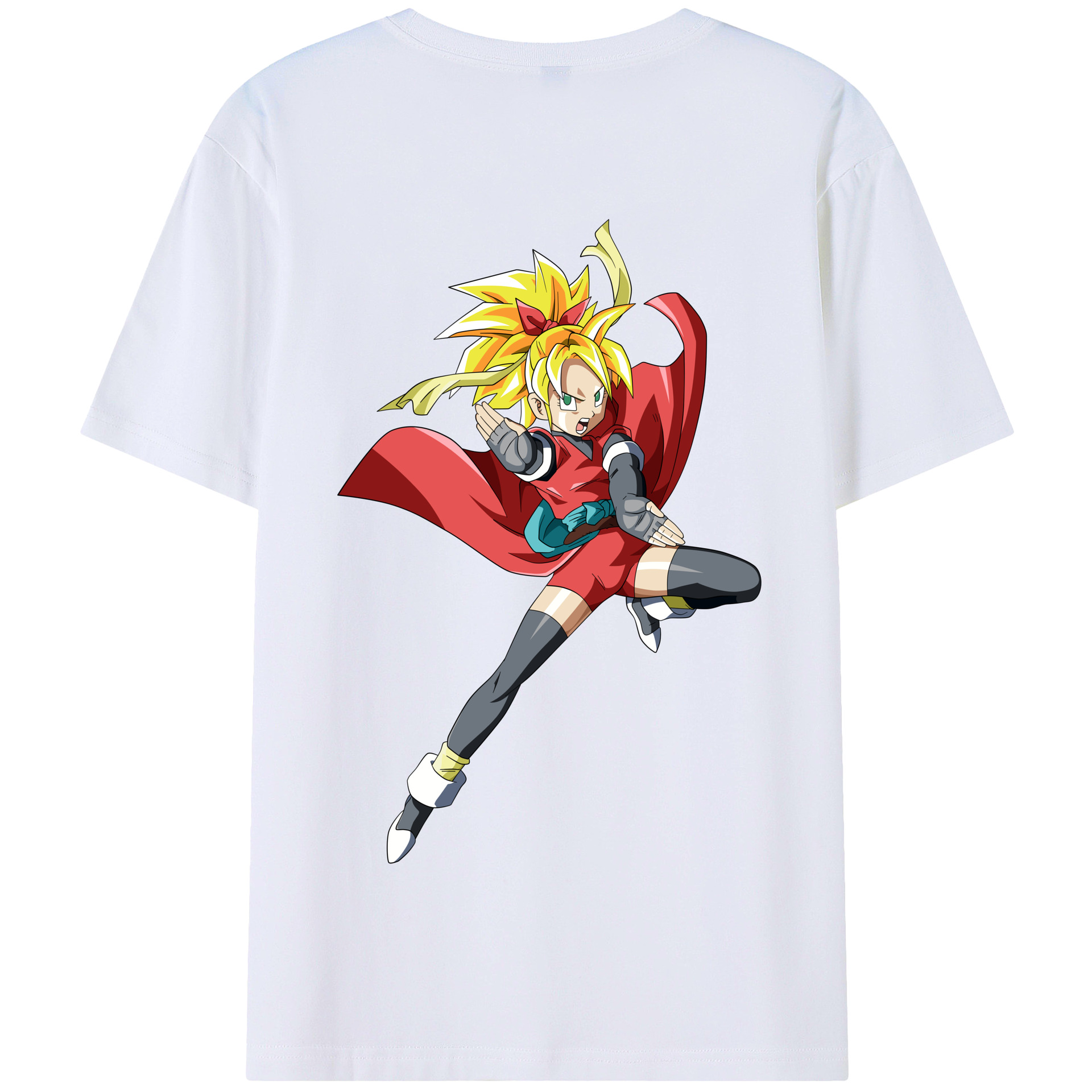 （画像用） ドラゴンボール カリフラ DRAGON BALL Caulifla 綿100％半袖Tシャツ（背面プリント）