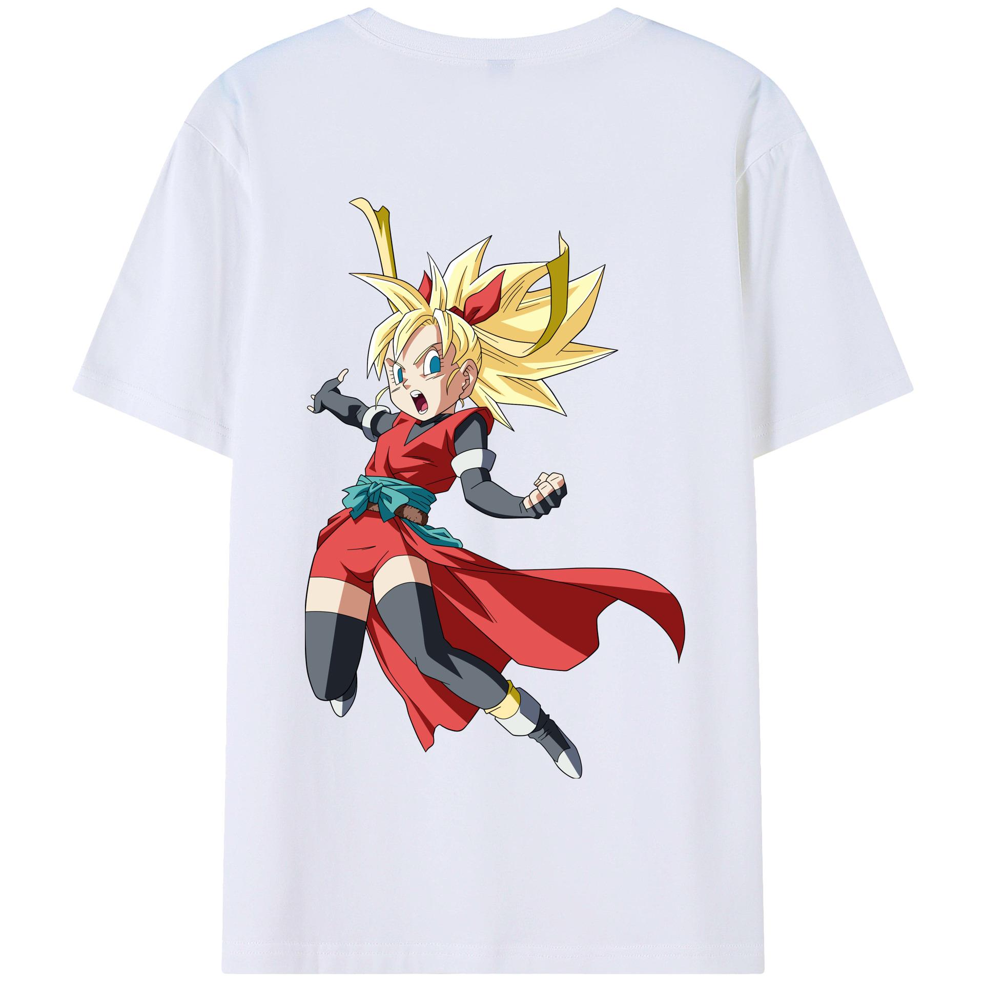 （画像用） ドラゴンボール カリフラ DRAGON BALL Caulifla 綿100％半袖Tシャツ（背面プリント）