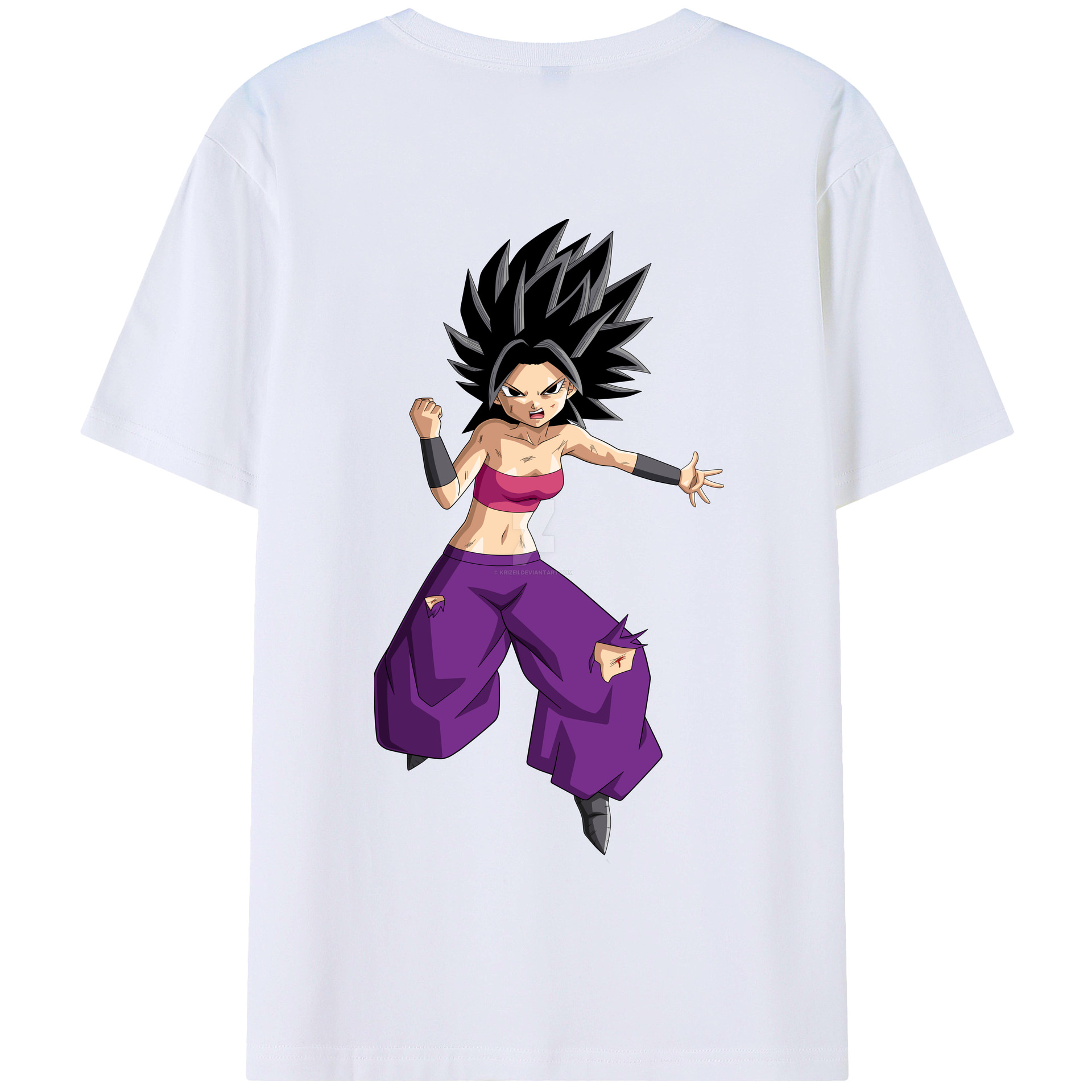 （画像用） ドラゴンボール カリフラ DRAGON BALL Caulifla 綿100％半袖Tシャツ（背面プリント）