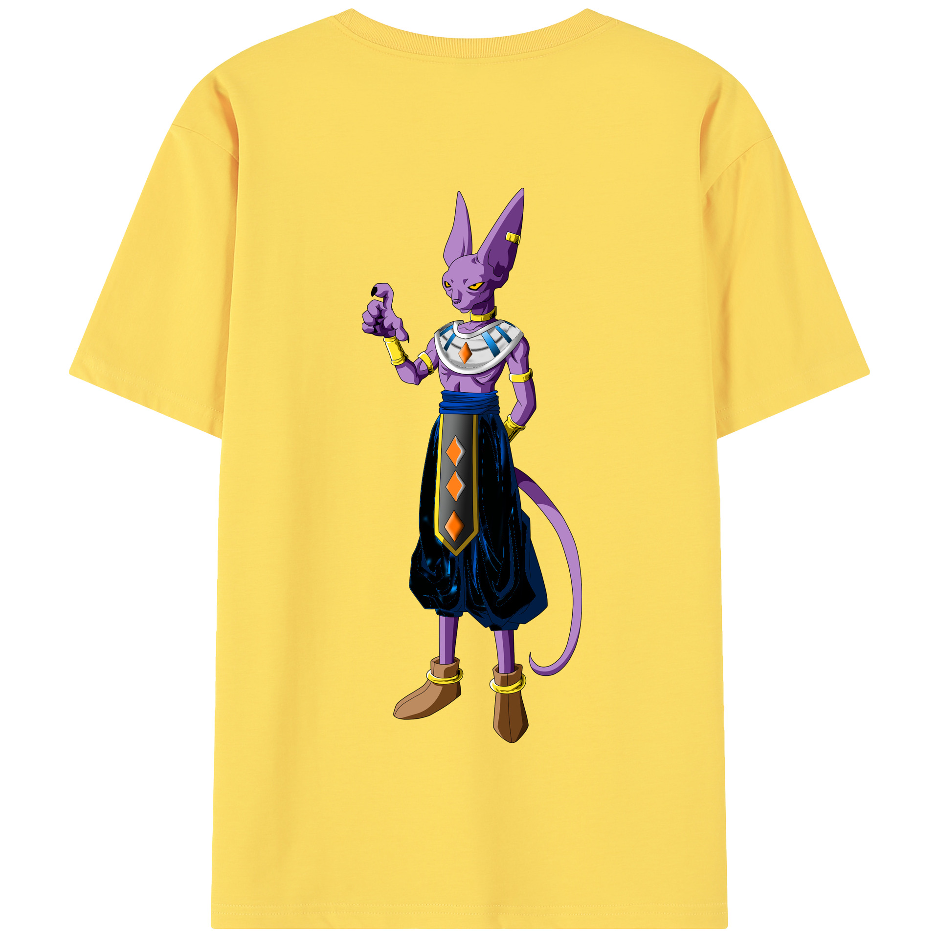 （画像用） ドラゴンボール ビルス 破壊神ビルス DRAGON BALL Beerus Birusu 綿100％半袖Tシャツ（背面プリント）