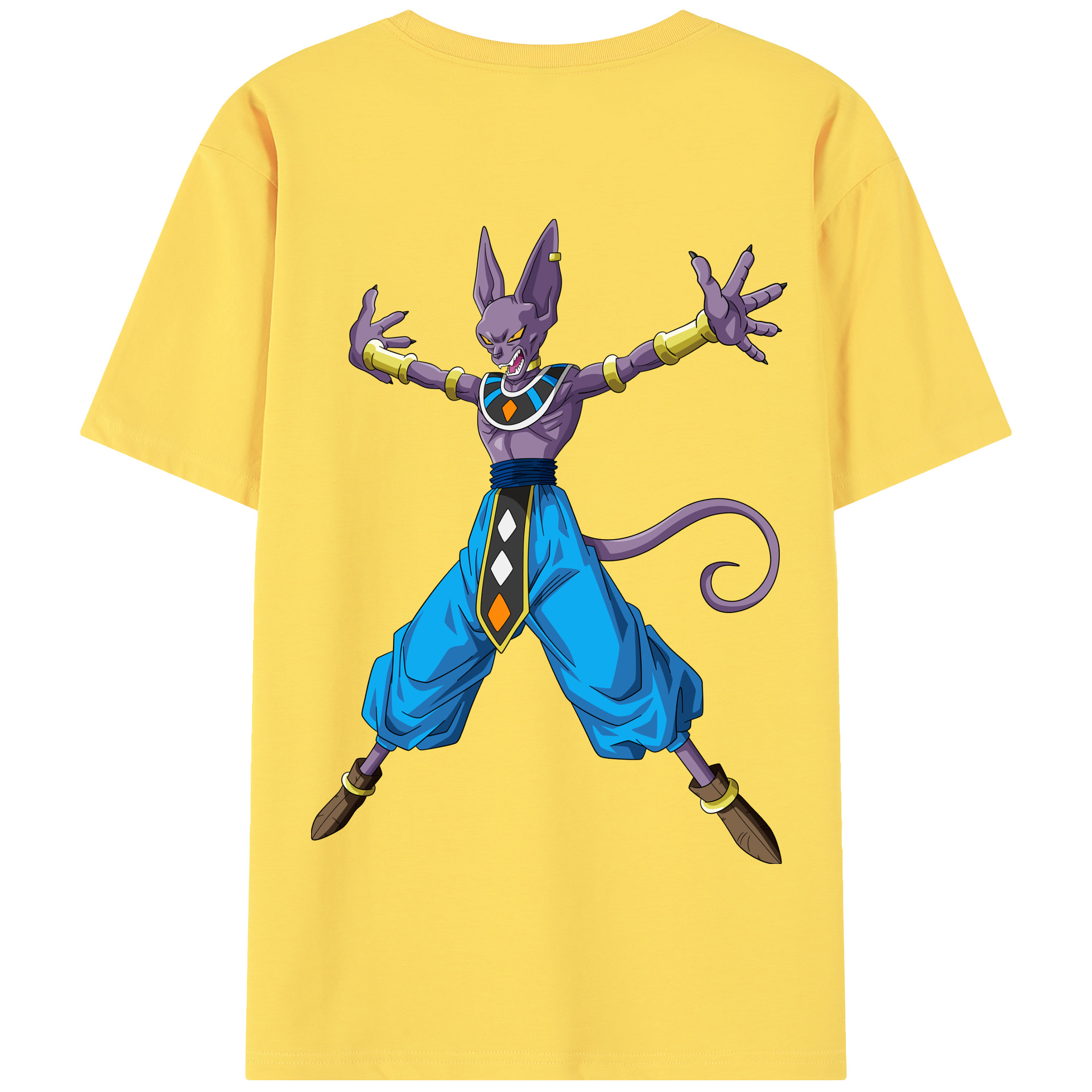 （画像用） ドラゴンボール ビルス 破壊神ビルス DRAGON BALL Beerus Birusu 綿100％半袖Tシャツ（背面プリント）