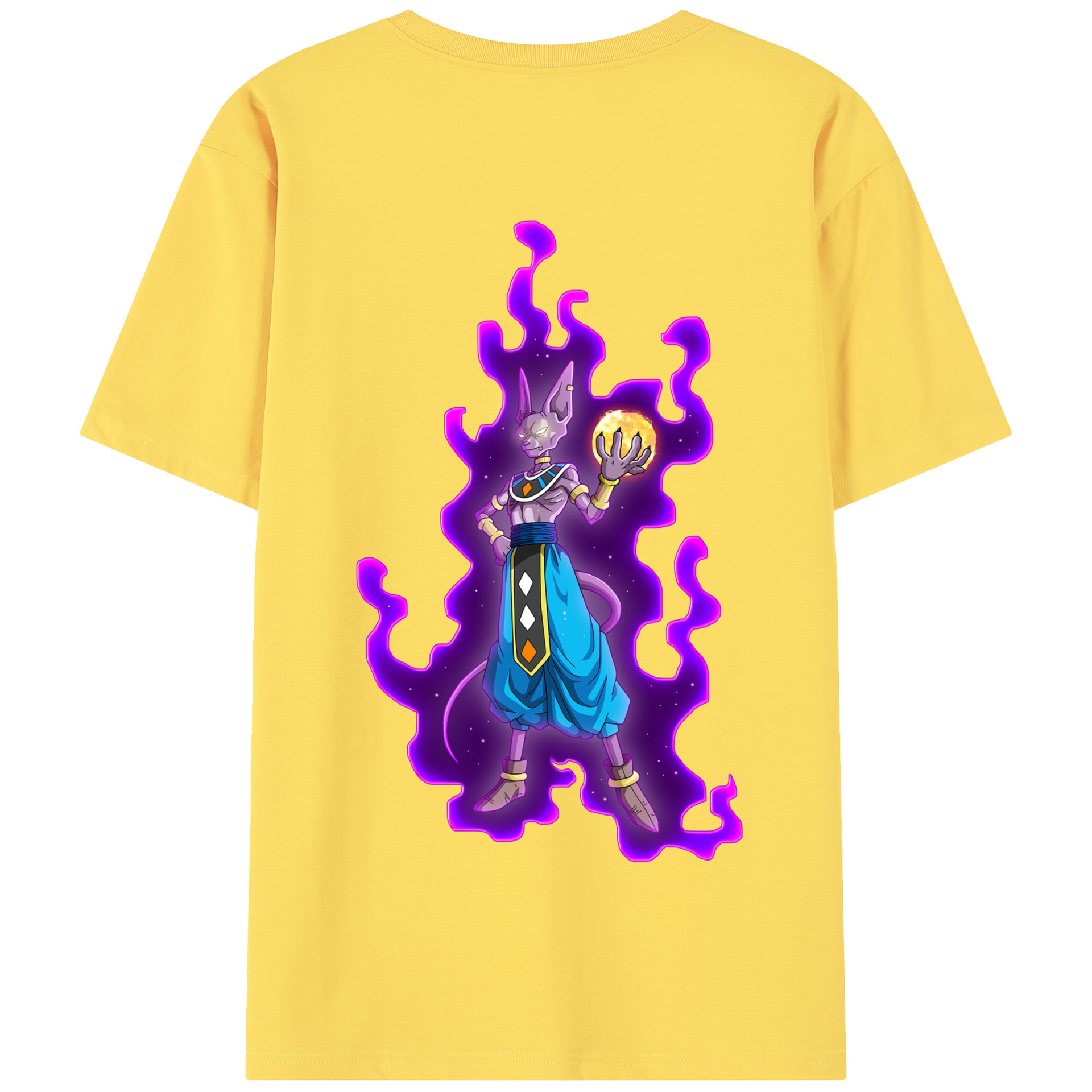 （画像用） ドラゴンボール ビルス 破壊神ビルス DRAGON BALL Beerus Birusu 綿100％半袖Tシャツ（背面プリント）