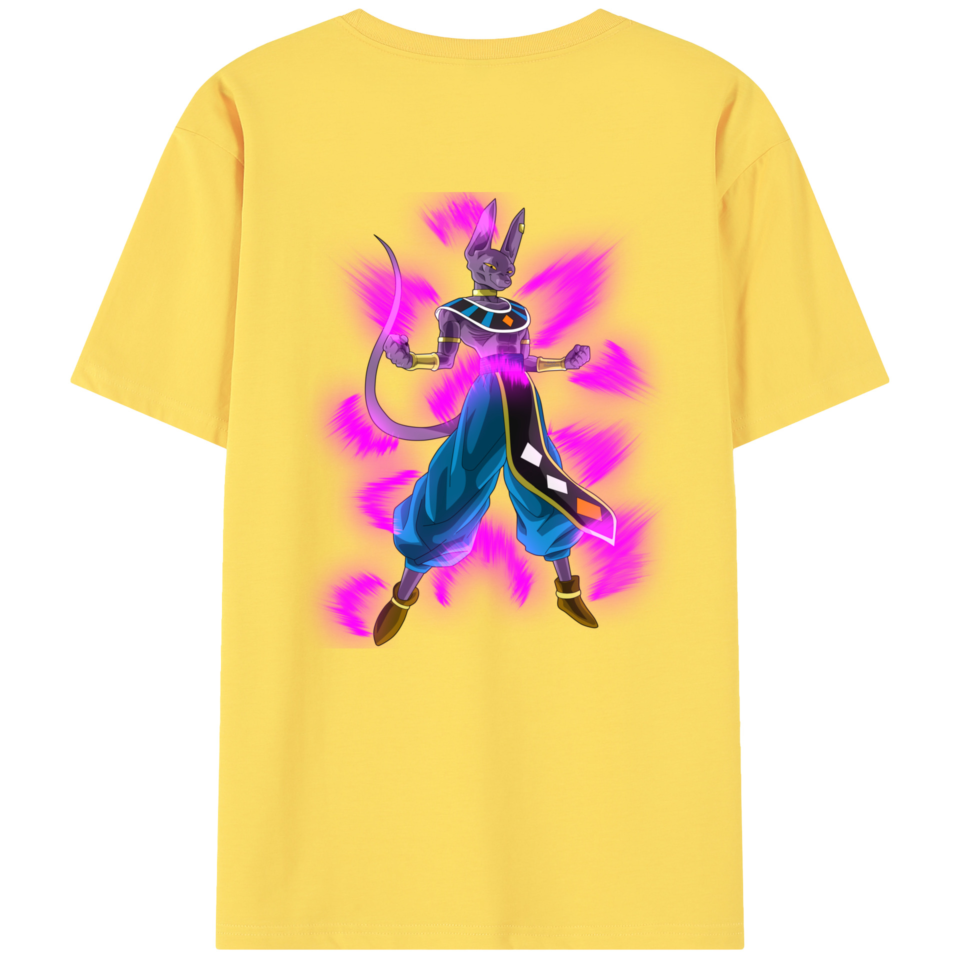 （画像用） ドラゴンボール ビルス 破壊神ビルス DRAGON BALL Beerus Birusu 綿100％半袖Tシャツ（背面プリント）