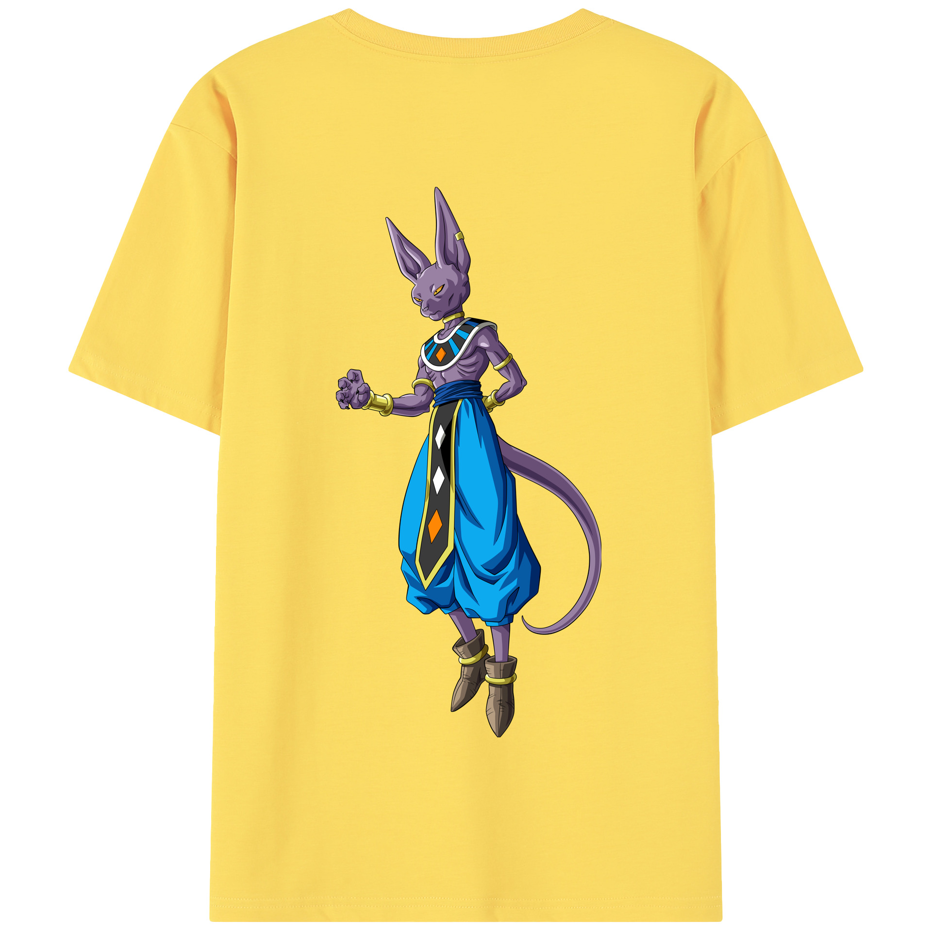 （画像用） ドラゴンボール ビルス 破壊神ビルス DRAGON BALL Beerus Birusu 綿100％半袖Tシャツ（背面プリント）