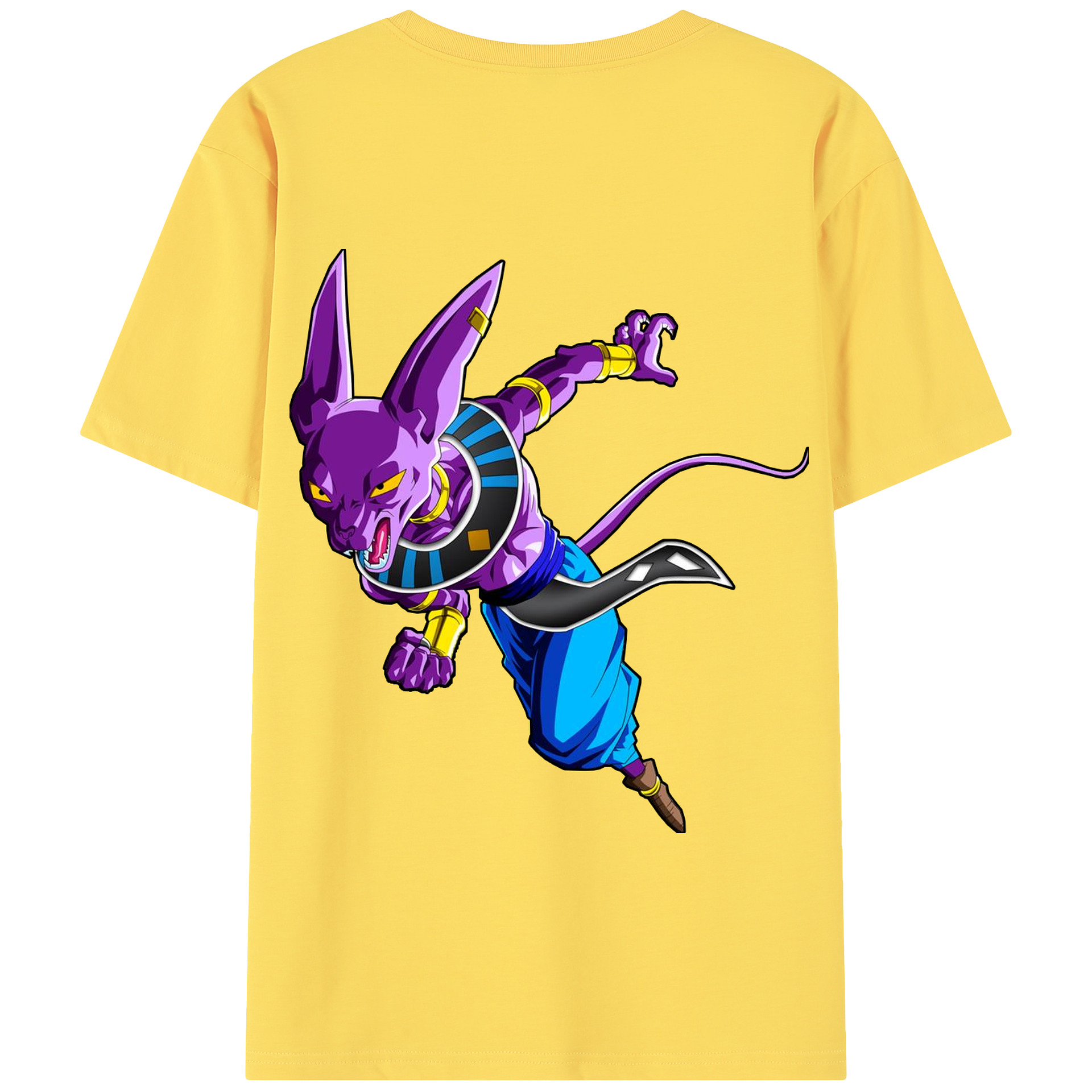 （画像用） ドラゴンボール ビルス 破壊神ビルス DRAGON BALL Beerus Birusu 綿100％半袖Tシャツ（背面プリント）