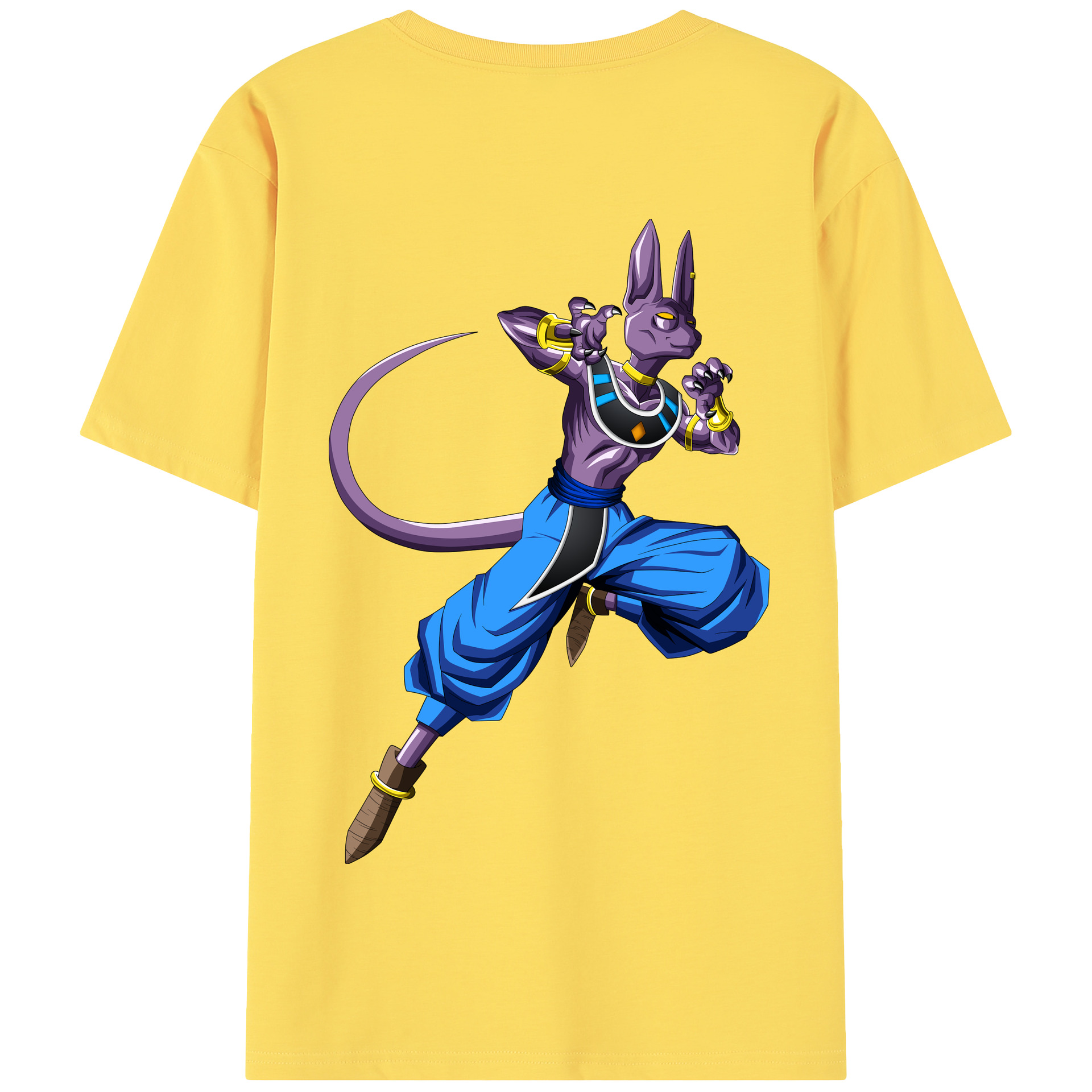 （画像用） ドラゴンボール ビルス 破壊神ビルス DRAGON BALL Beerus Birusu 綿100％半袖Tシャツ（背面プリント）
