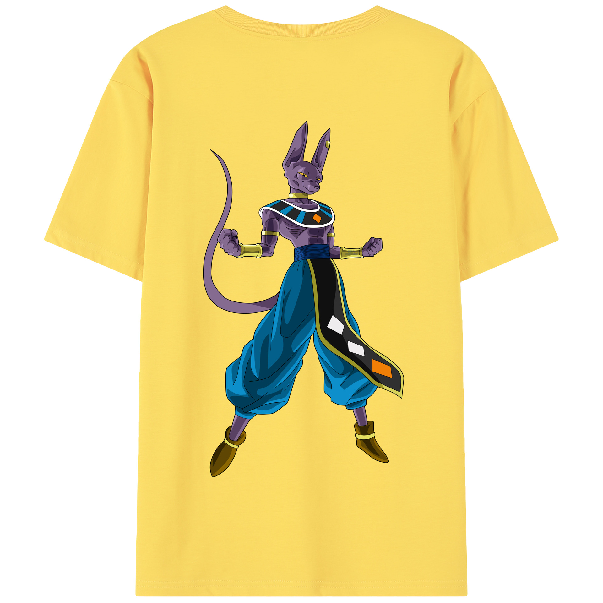 （画像用） ドラゴンボール ビルス 破壊神ビルス DRAGON BALL Beerus Birusu 綿100％半袖Tシャツ（背面プリント）