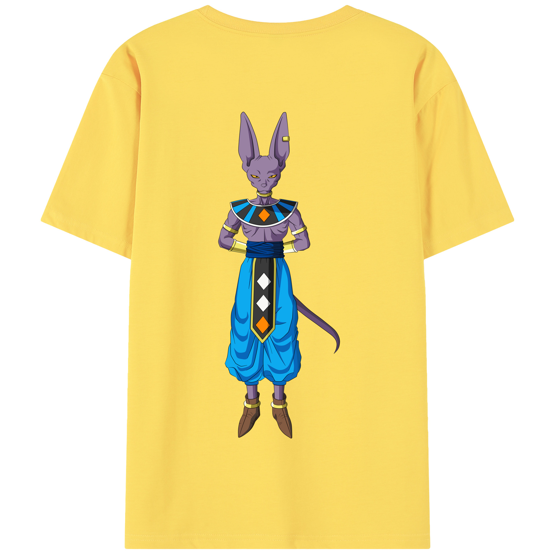 （画像用） ドラゴンボール ビルス 破壊神ビルス DRAGON BALL Beerus Birusu 綿100％半袖Tシャツ（背面プリント）