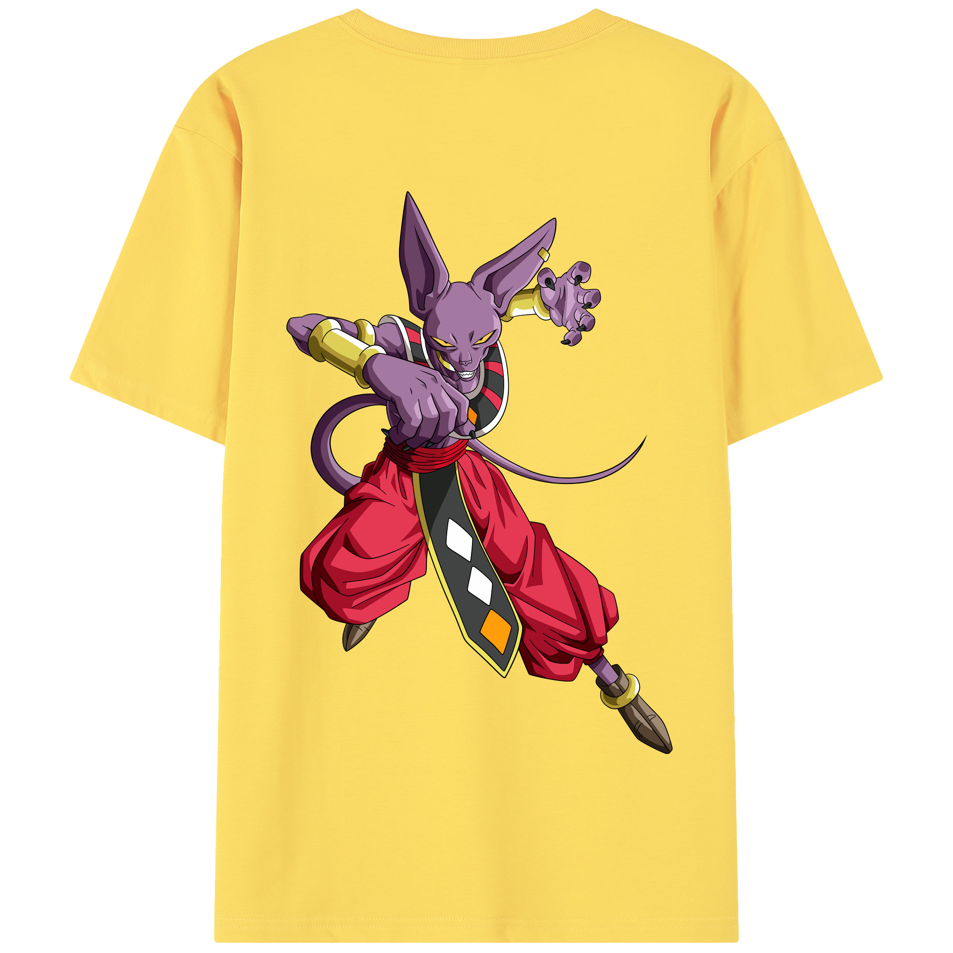 （画像用） ドラゴンボール ビルス 破壊神ビルス DRAGON BALL Beerus Birusu 綿100％半袖Tシャツ（背面プリント）