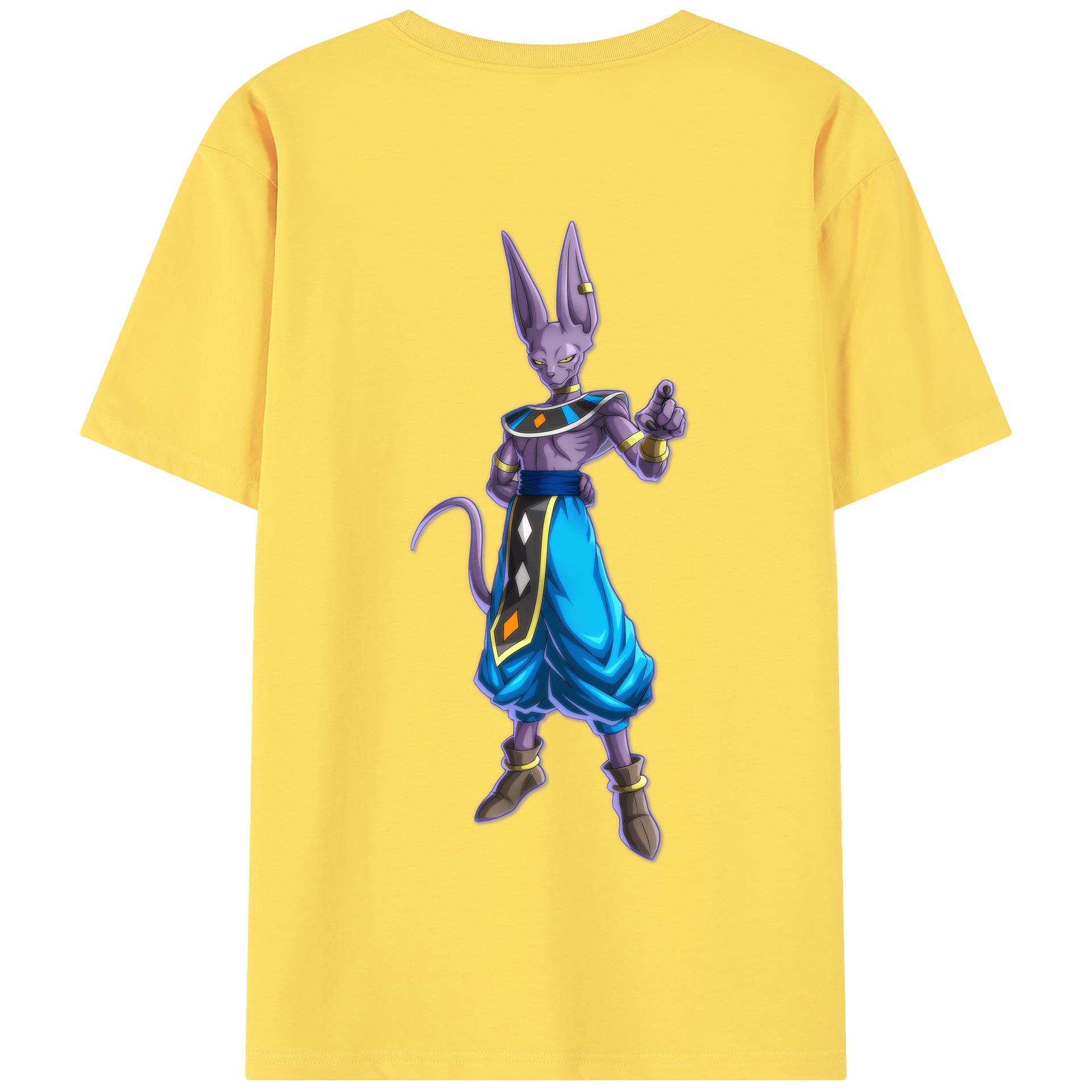 （画像用） ドラゴンボール ビルス 破壊神ビルス DRAGON BALL Beerus Birusu 綿100％半袖Tシャツ（背面プリント）