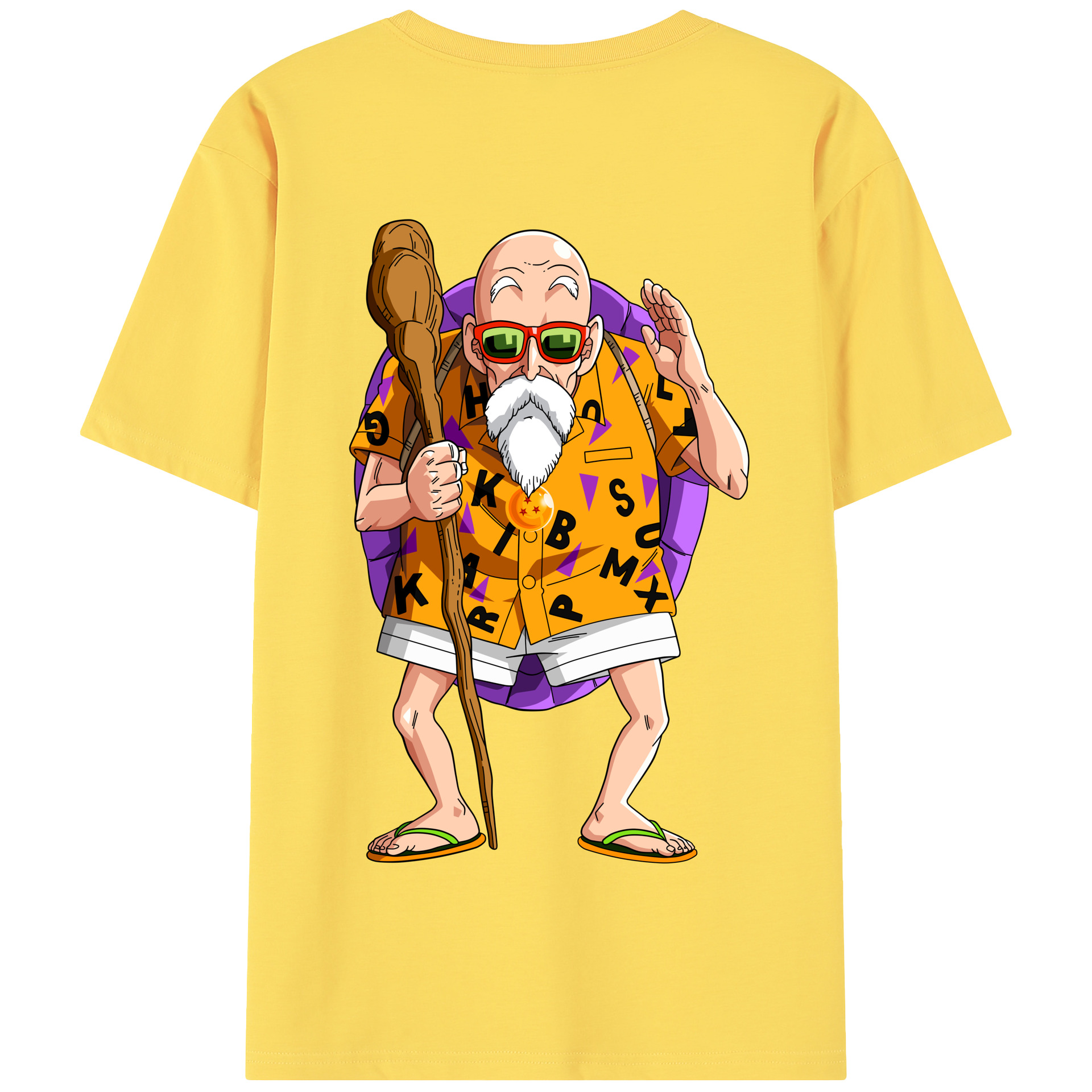 （画像用） ドラゴンボール 亀仙人（かめせんにん） DRAGON BALL Master Roshi Kame Sennin 綿100％半袖Tシャツ（背面プリント）
