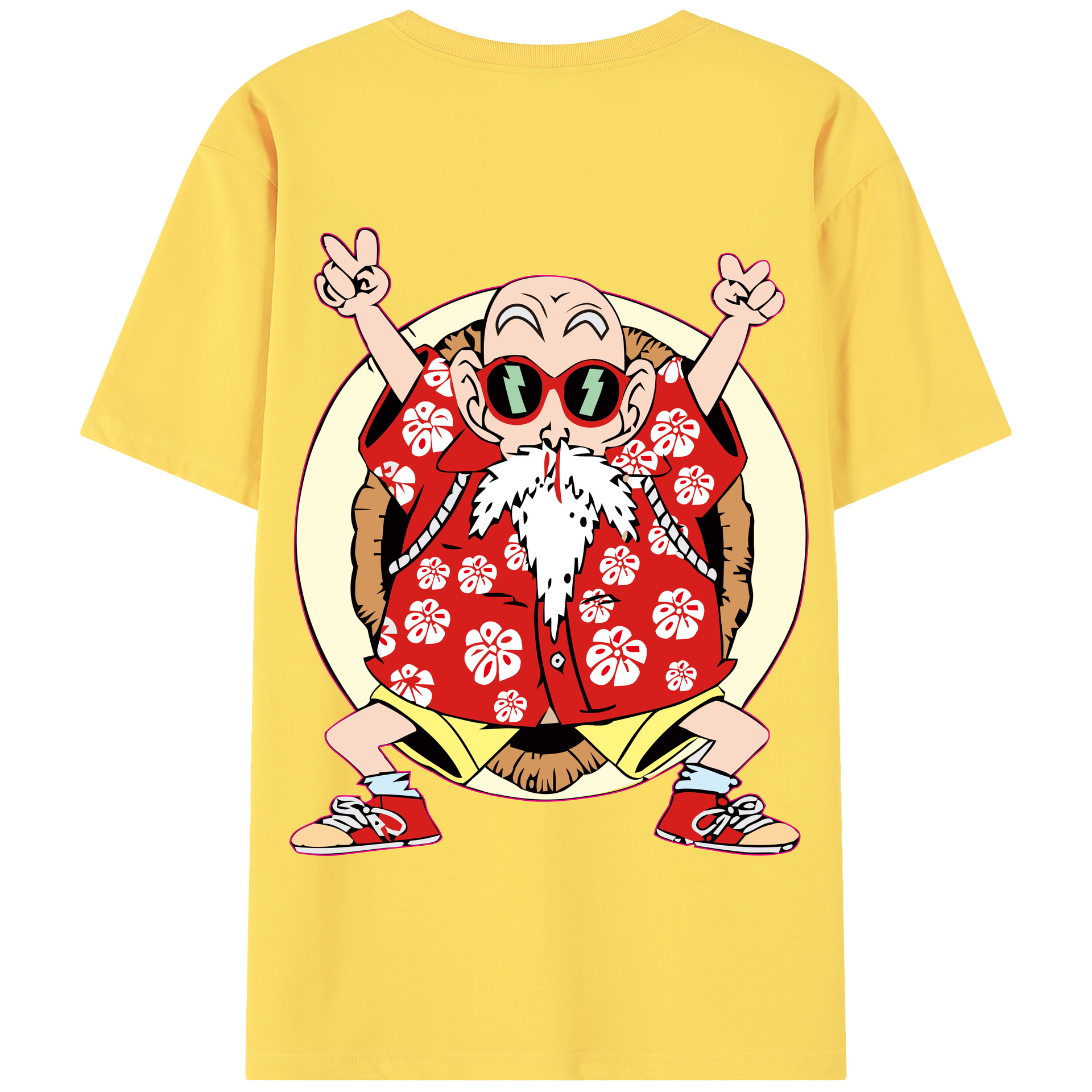 （画像用） ドラゴンボール 亀仙人（かめせんにん） DRAGON BALL Master Roshi Kame Sennin 綿100％半袖Tシャツ（背面プリント）
