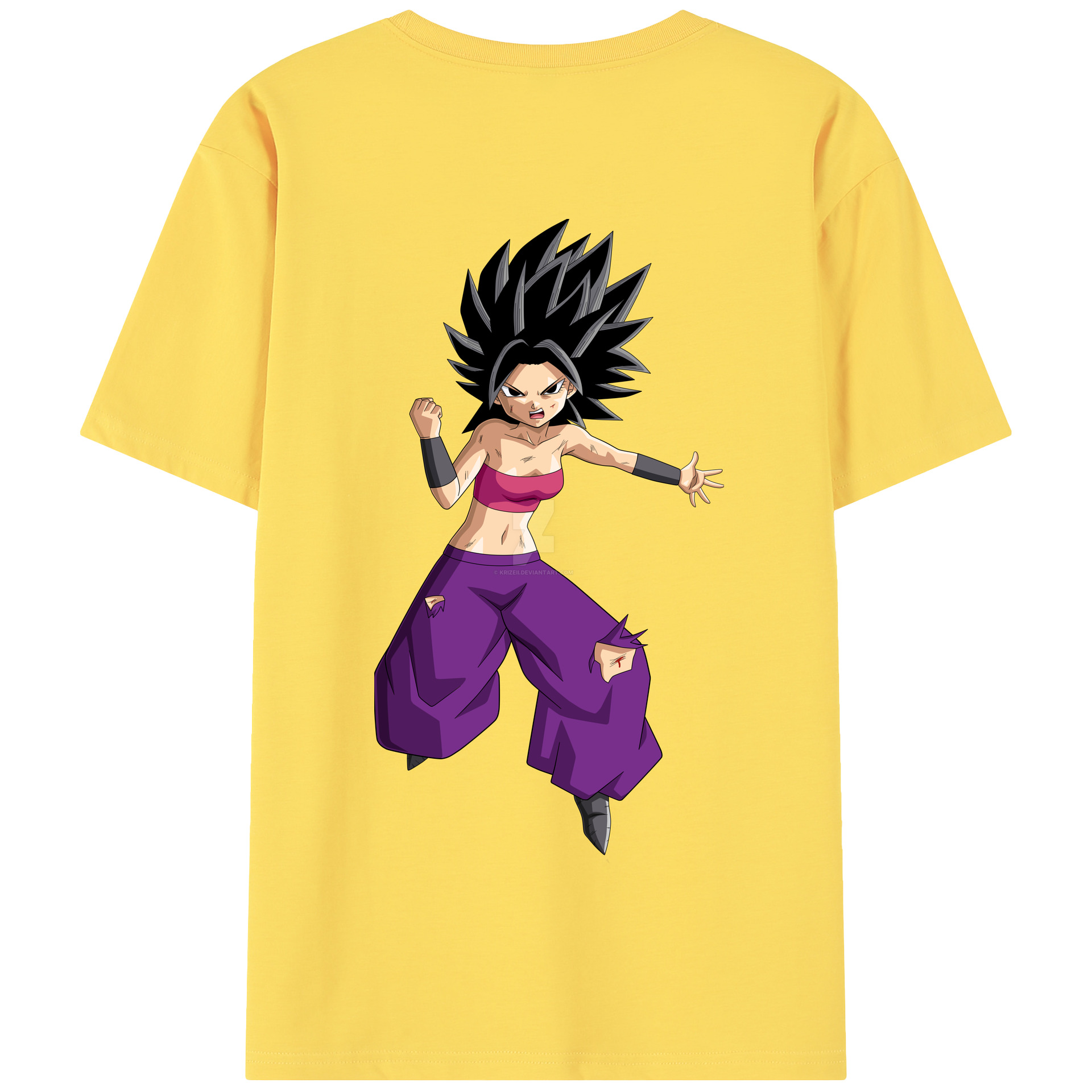 （画像用） ドラゴンボール カリフラ DRAGON BALL Caulifla 綿100％半袖Tシャツ（背面プリント）