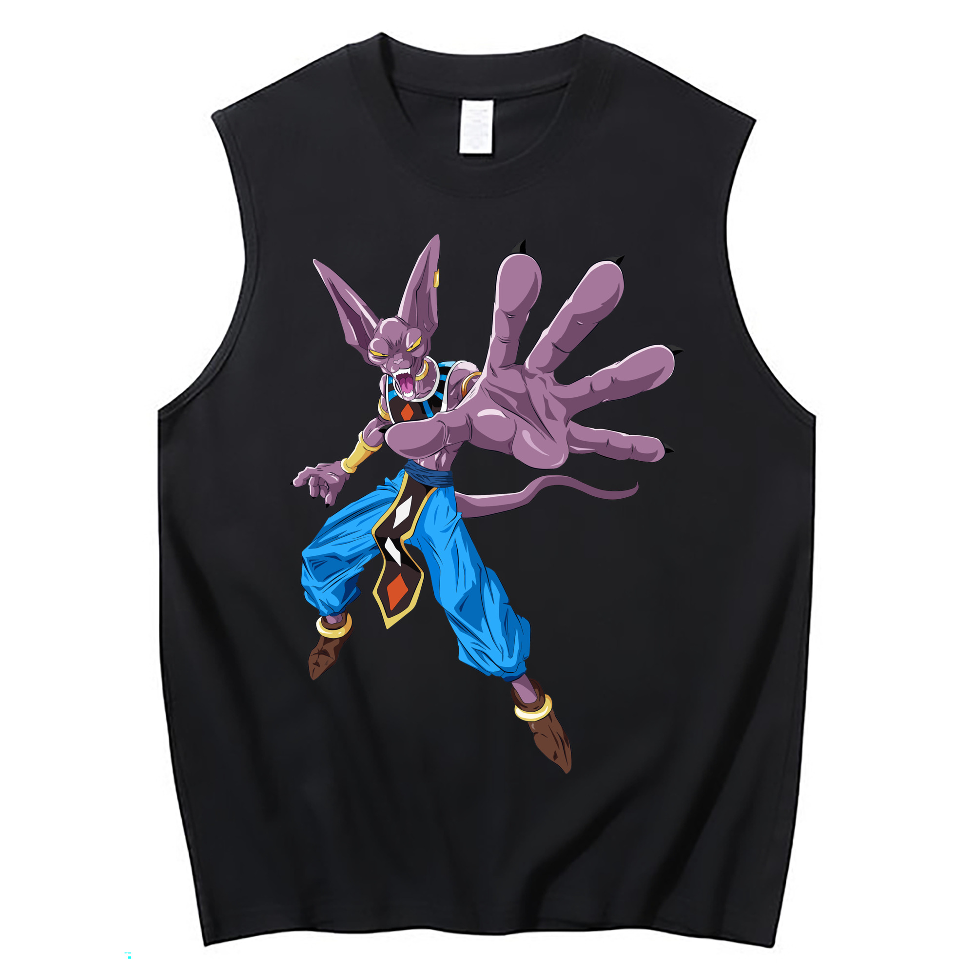 （画像用） ドラゴンボール ビルス 破壊神ビルス DRAGON BALL Beerus Birusu コットン100％タンクトップ（フロントプリント）