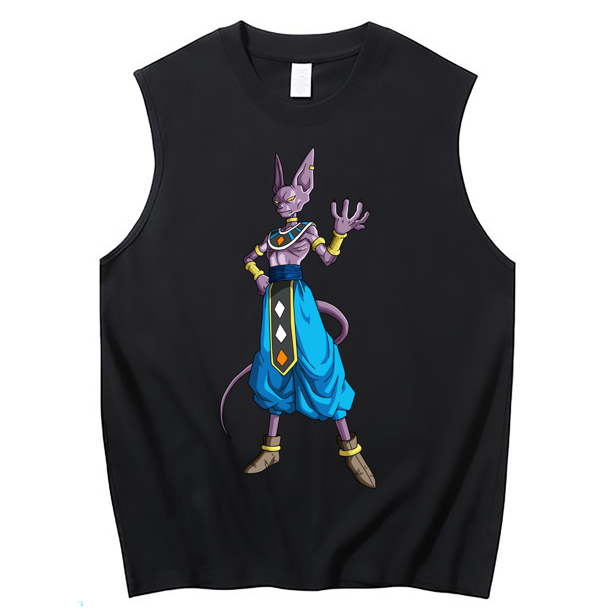 （画像用） ドラゴンボール ビルス 破壊神ビルス DRAGON BALL Beerus Birusu コットン100％タンクトップ（フロントプリント）