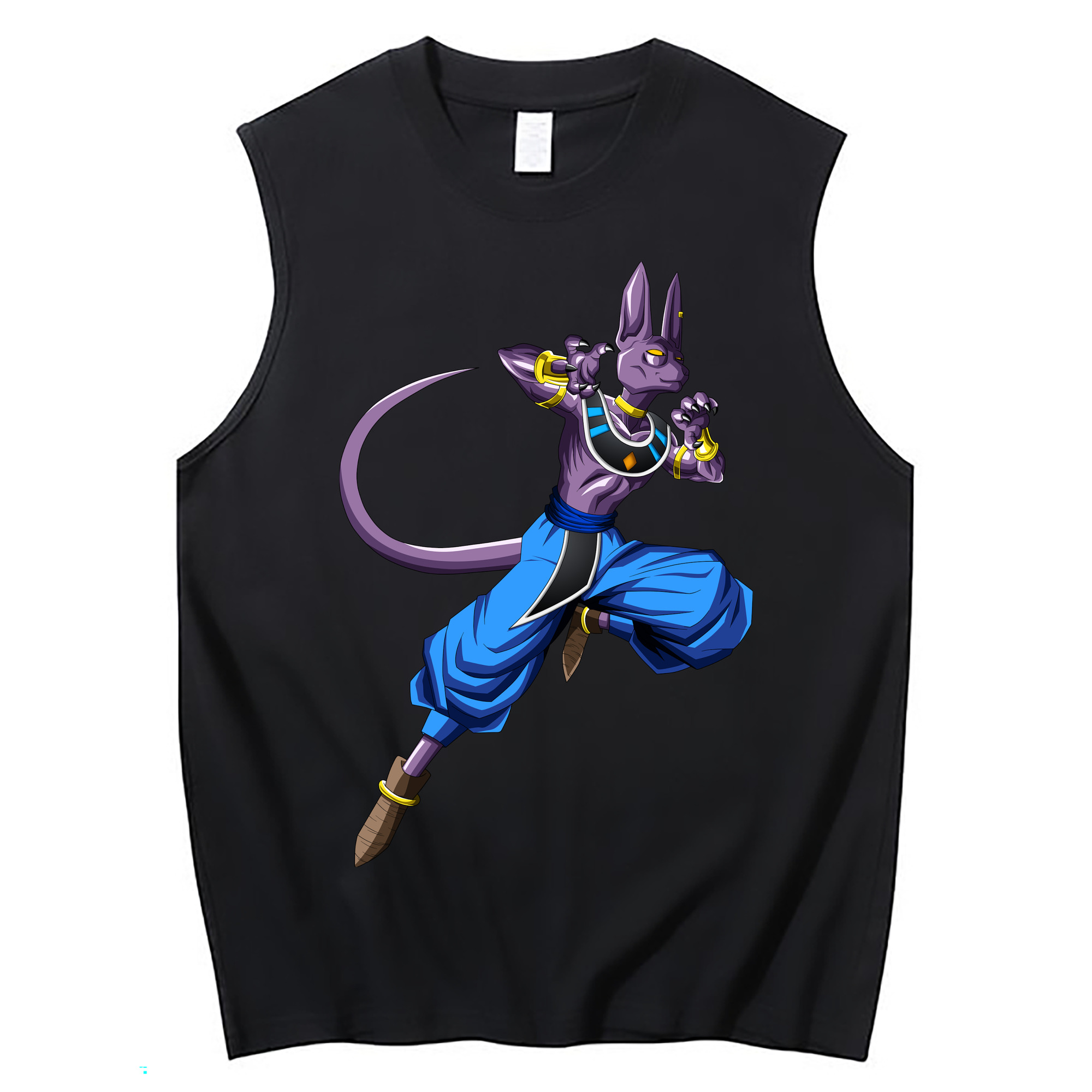 （画像用） ドラゴンボール ビルス 破壊神ビルス DRAGON BALL Beerus Birusu コットン100％タンクトップ（フロントプリント）