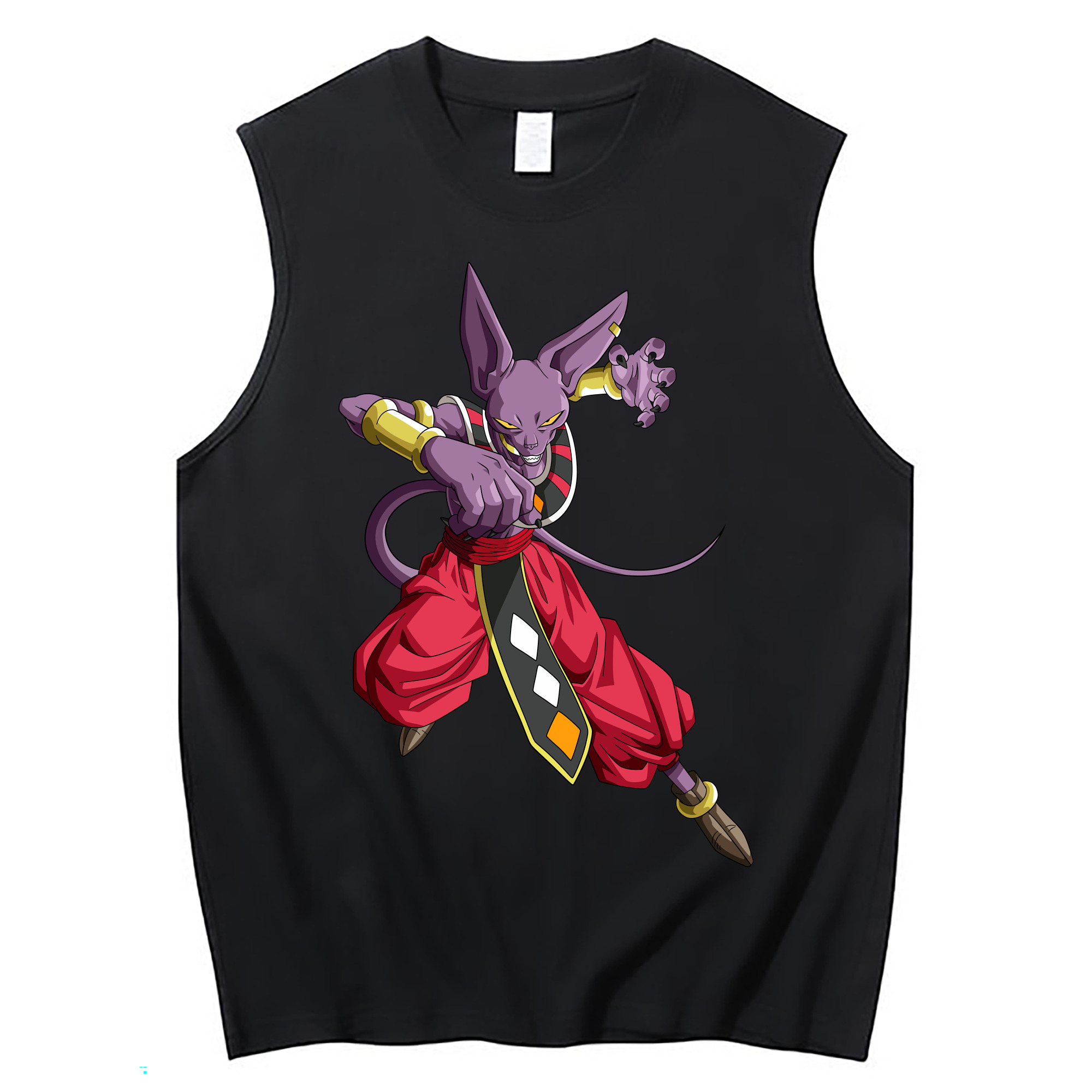 （画像用） ドラゴンボール ビルス 破壊神ビルス DRAGON BALL Beerus Birusu コットン100％タンクトップ（フロントプリント）