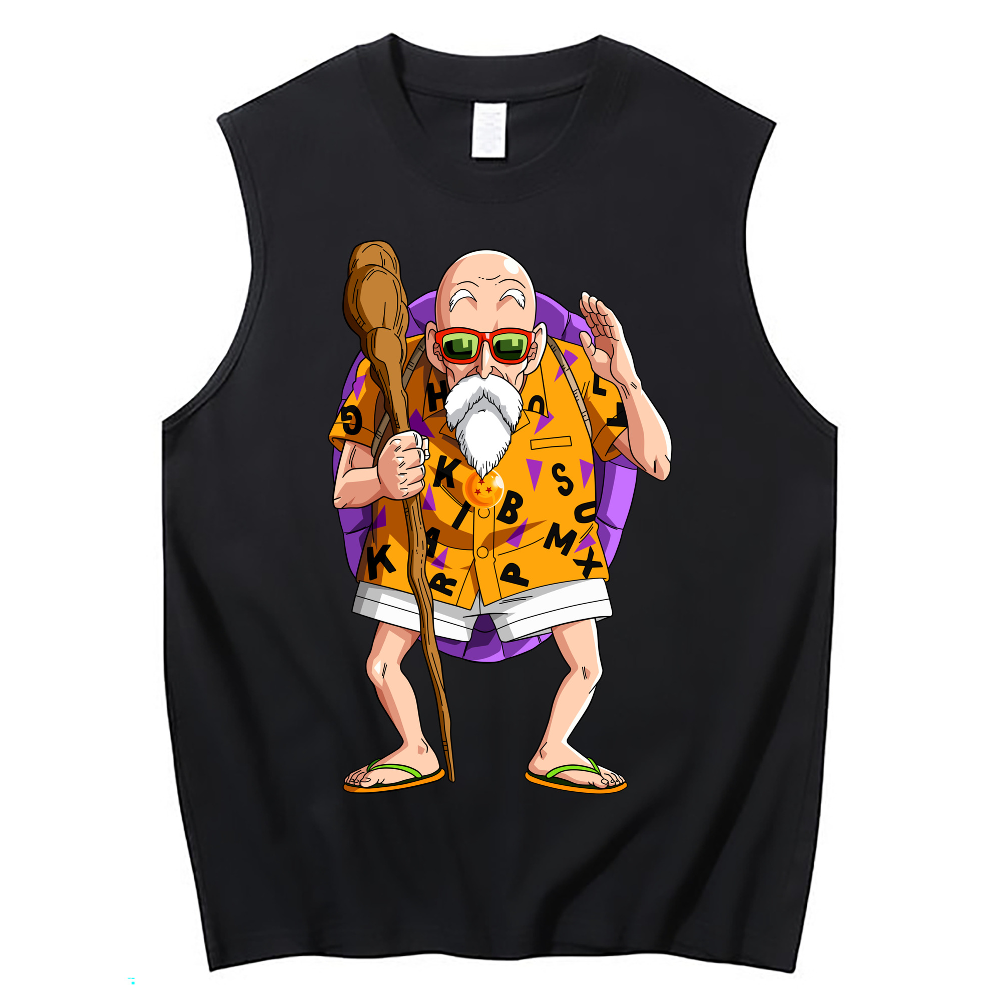 （画像用） ドラゴンボール 亀仙人（かめせんにん） DRAGON BALL Master Roshi Kame Sennin コットン100％タンクトップ（フロントプリント）