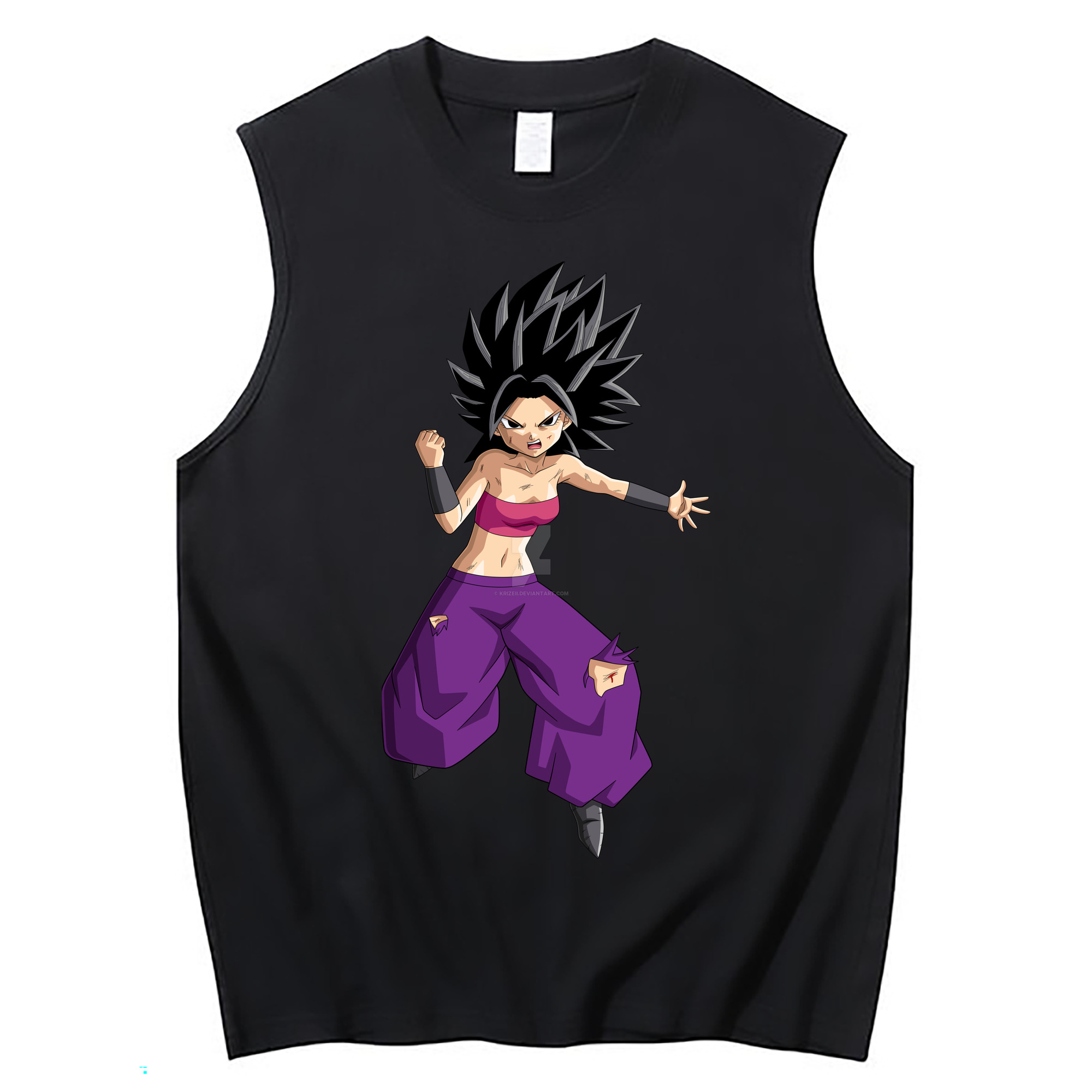 （画像用） ドラゴンボール カリフラ DRAGON BALL Caulifla コットン100％タンクトップ（フロントプリント）