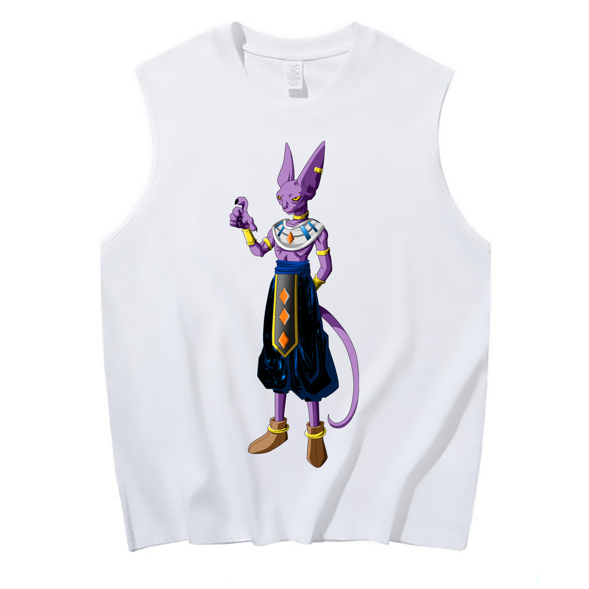 （画像用） ドラゴンボール ビルス 破壊神ビルス DRAGON BALL Beerus Birusu コットン100％タンクトップ（フロントプリント）