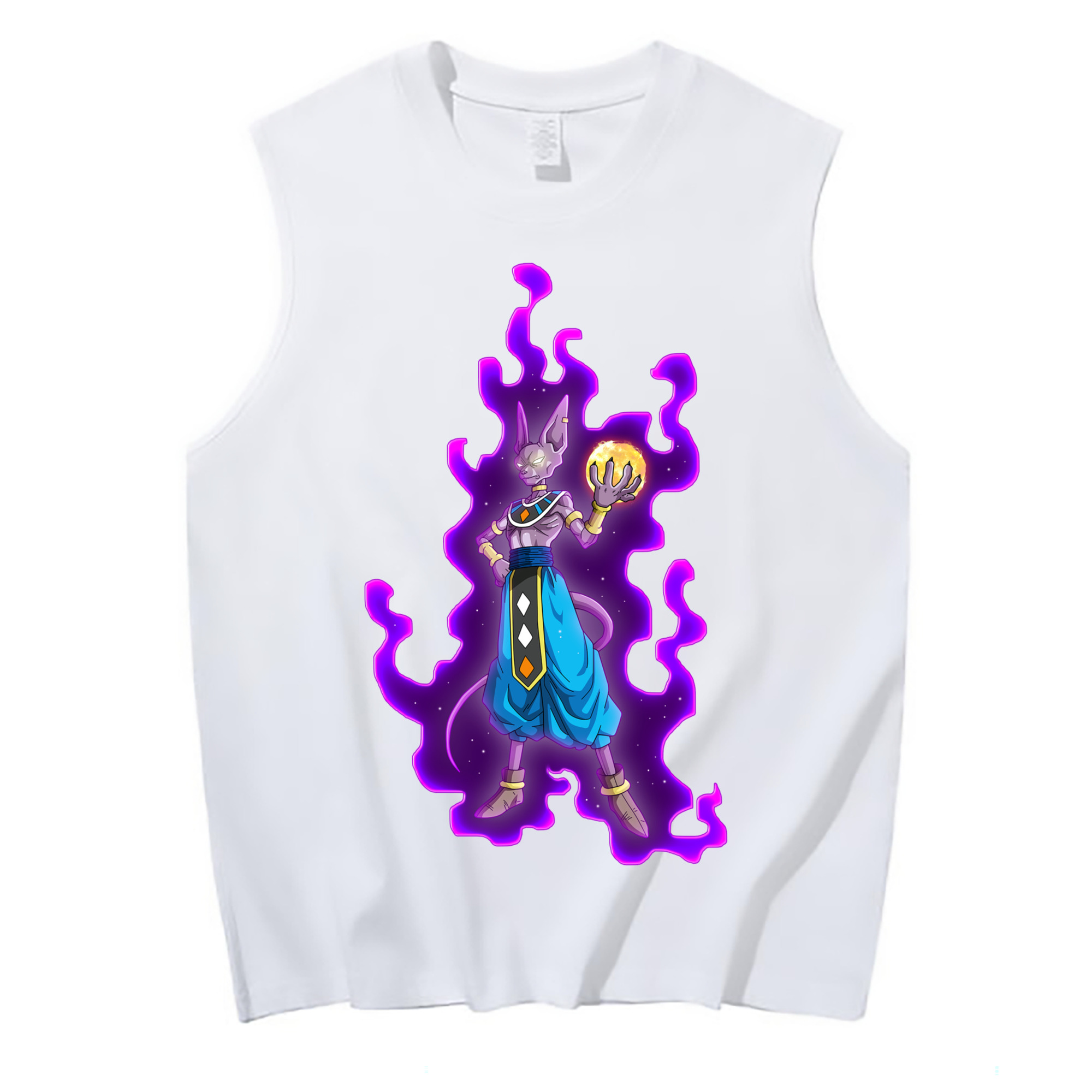 （画像用） ドラゴンボール ビルス 破壊神ビルス DRAGON BALL Beerus Birusu コットン100％タンクトップ（フロントプリント）