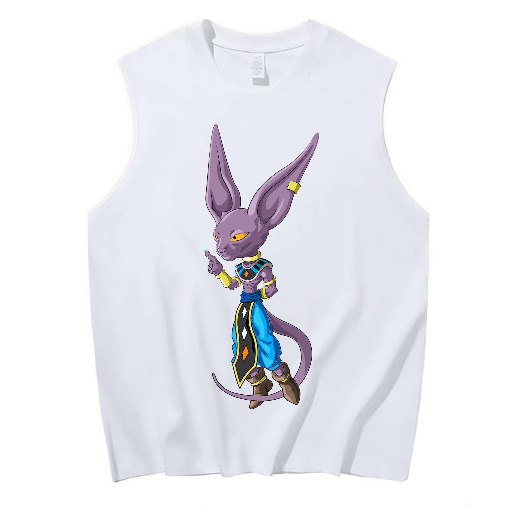 （画像用） ドラゴンボール ビルス 破壊神ビルス DRAGON BALL Beerus Birusu コットン100％タンクトップ（フロントプリント）